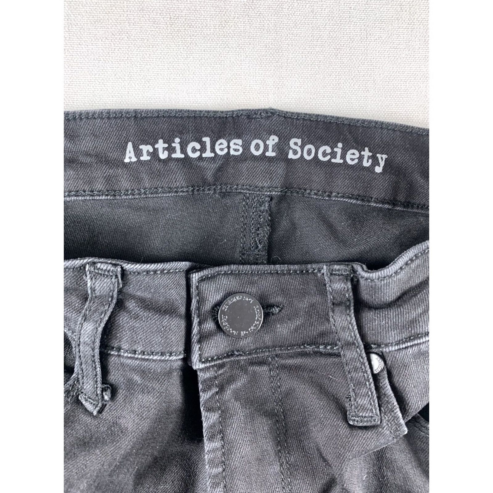 Vintage ARTICLES OF SOCIETY Skinny Jeans Black Womens Size 25 Size 42" / US 20 - 6 Thumbnail