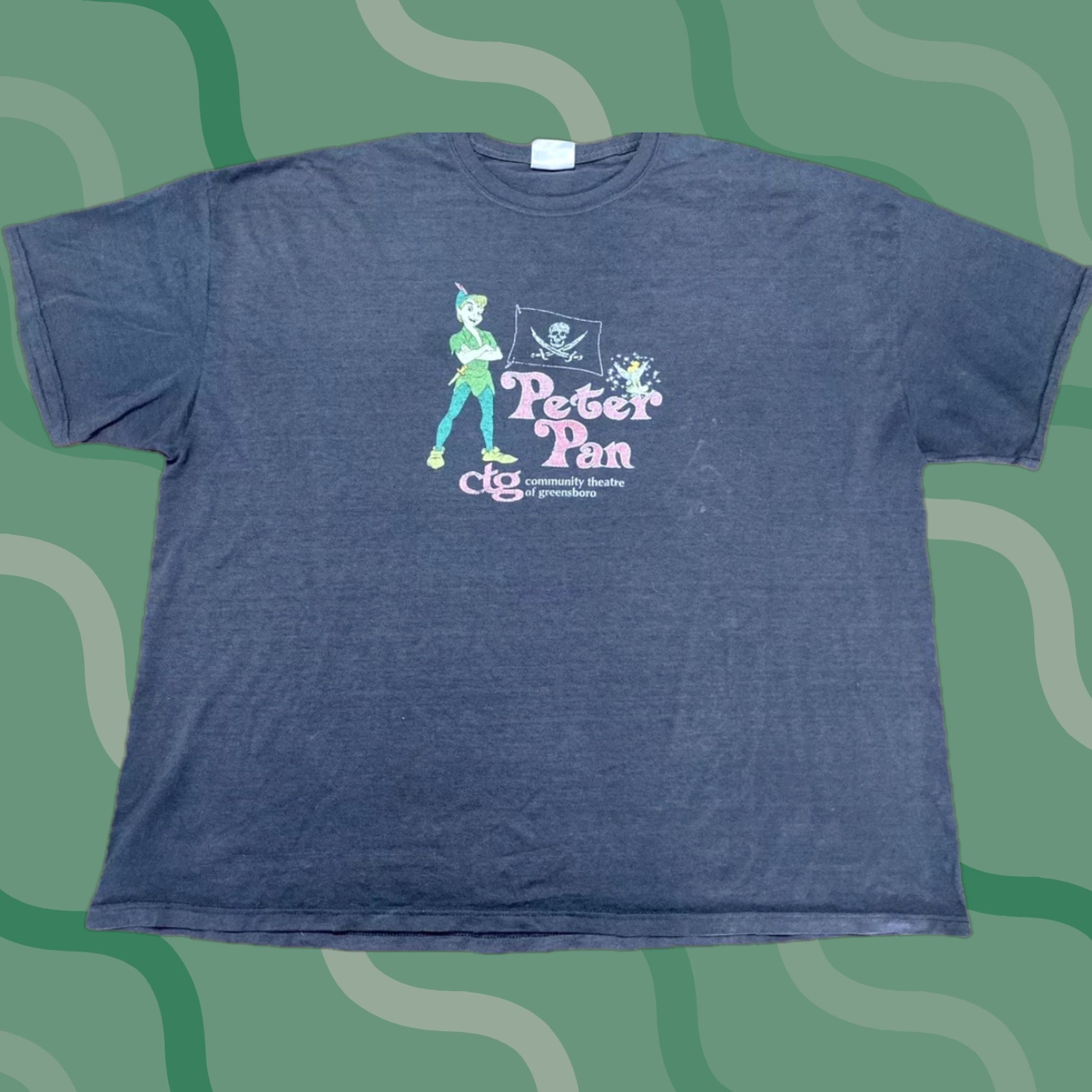 Disney VINTAGE Disney Peter Pan T-Shirt Men 2XL Black Cotton Logo Short Sleeve Crew Neck Movie Theme 1990s Size US XXL / EU 58 / 5 - 1 Thumbnail
