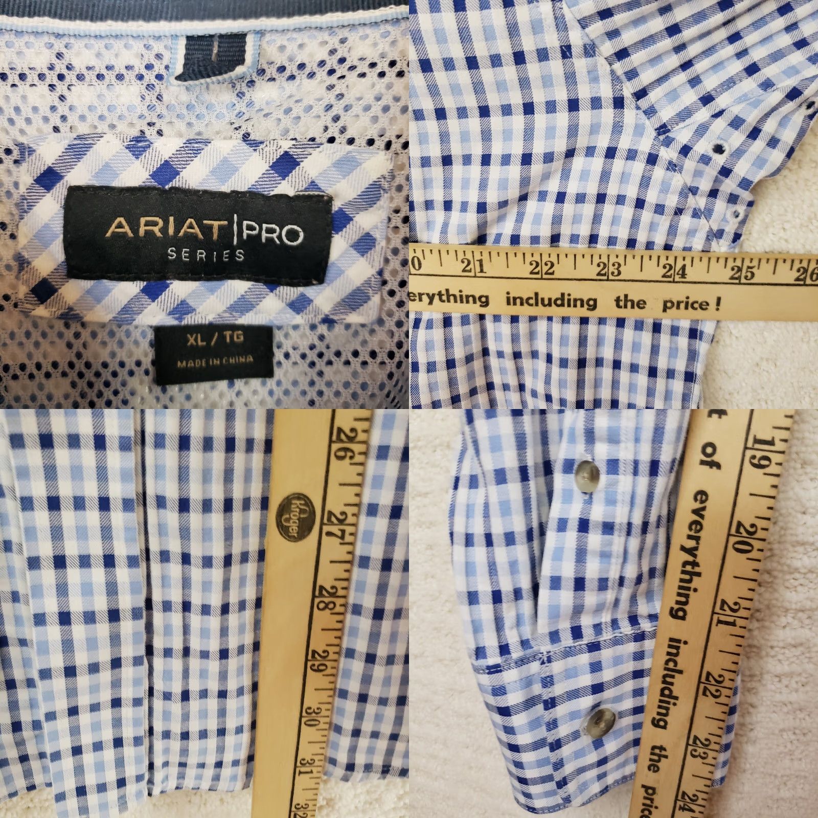 Ariat Ariat Pro Button Up Shirt Men XL Blue Check Long Sleeve Cotton Twill Western Button-Down Size US XL / EU 56 / 4 - 9 Thumbnail