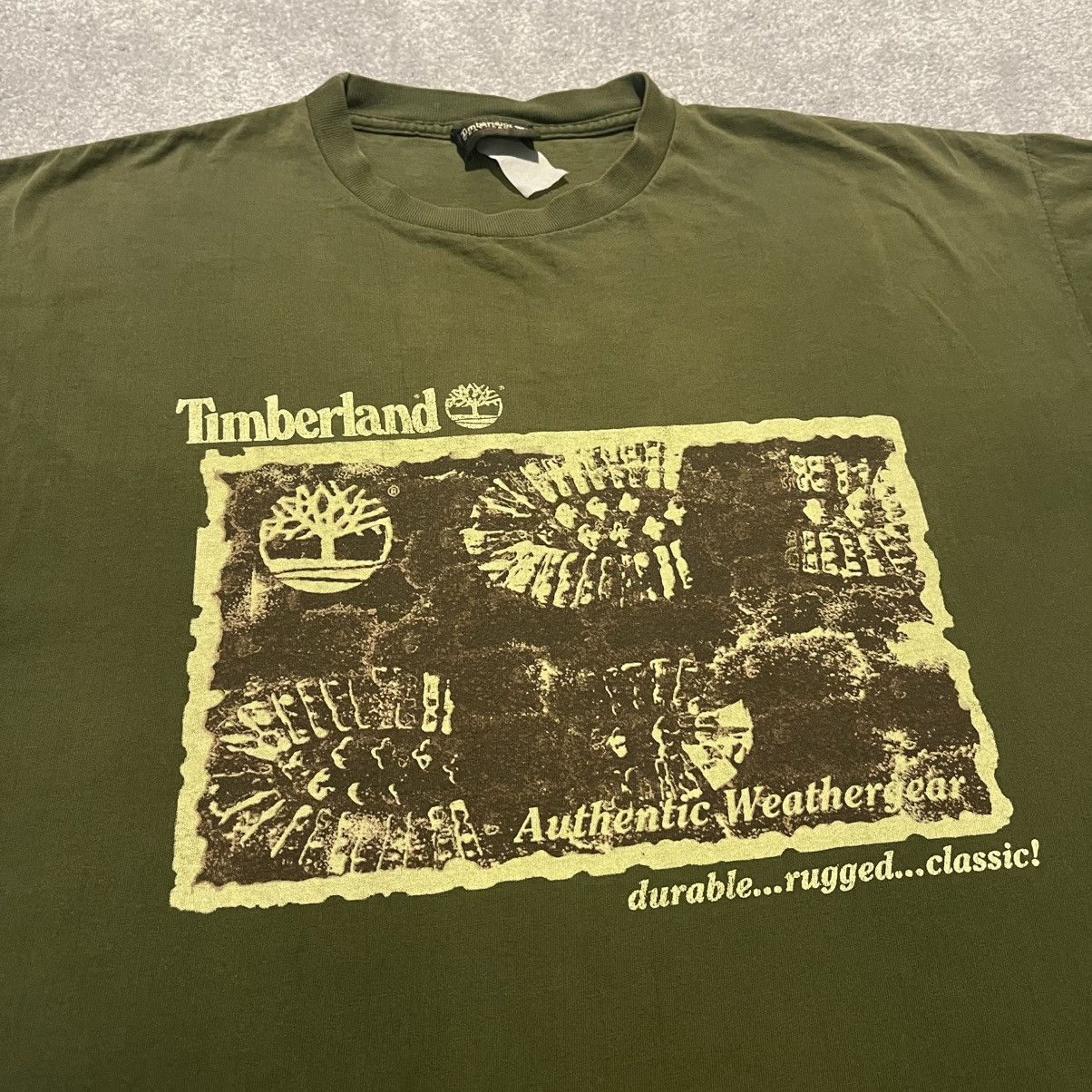 Timberland × Vintage Vintage 1990s Timberland Authentic Weathergear Boot Logo Tee Size US XL / EU 56 / 4 - 1 Thumbnail