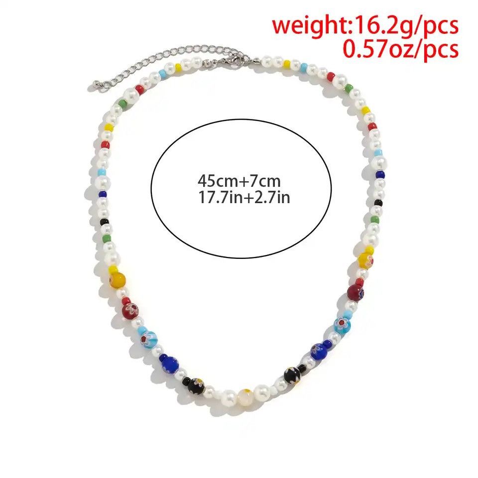 Designer × Jewelry Colorful Glass Crystal Beads Pearl Necklace Size ONE SIZE - 6 Thumbnail