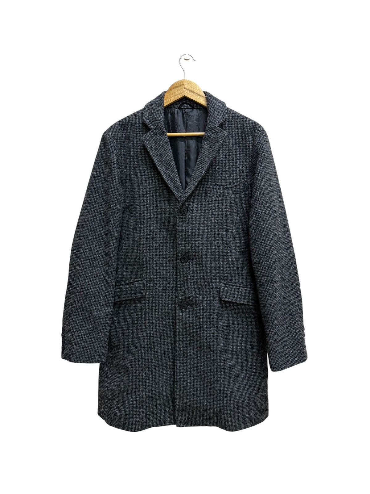Tete Homme TETE HOMME GREY HOUNDSTOOTH WOOL OVERCOAT JACKET Size US M / EU 48-50 / 2 - 1 Thumbnail