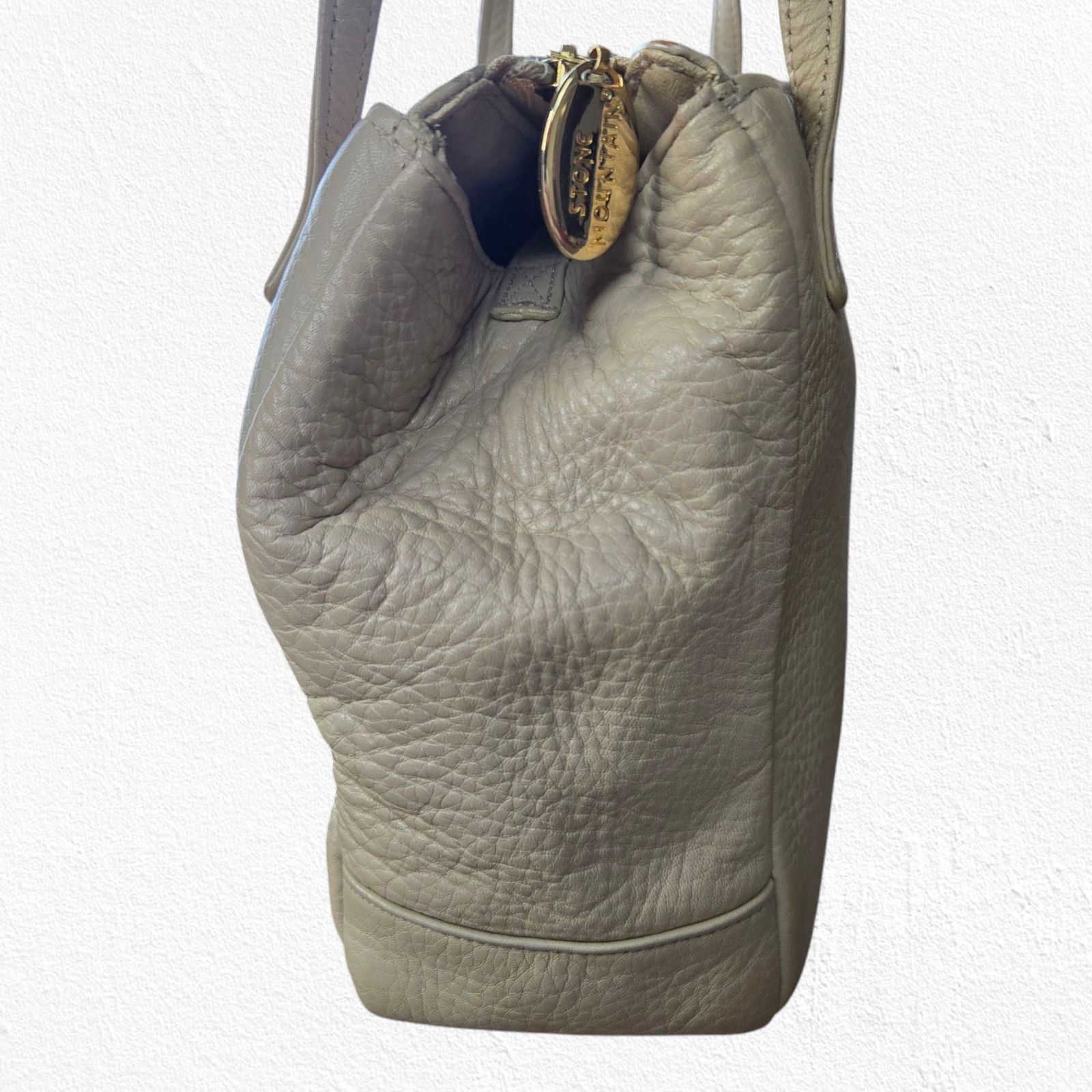 Vintage Vintage Beige Pebbled Leather Shoulder Bag Size ONE SIZE - 6 Thumbnail