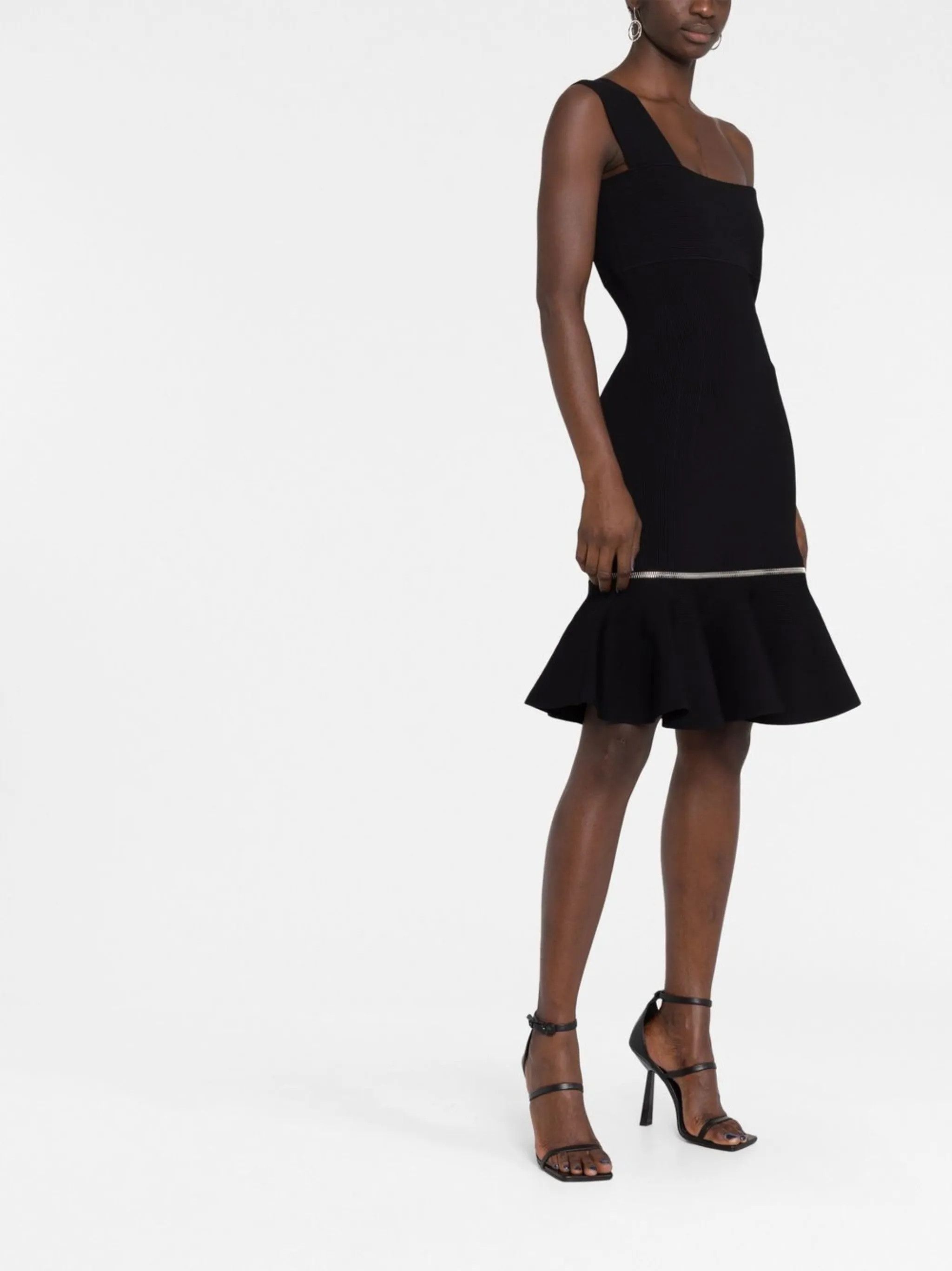Alexander McQueen o1y0325 One-Shoulder Mini Dress in Black Size M / US 6-8 / IT 42-44 - 6 Thumbnail