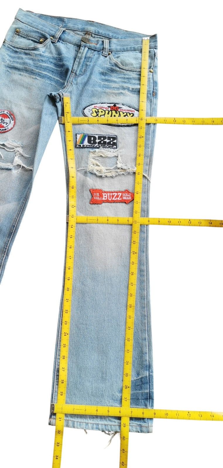 Japanese Brand Vintage Japanese Brand Buzz Spunky Patched Denim Flare Jeans Size US 32 / EU 48 - 11 Thumbnail