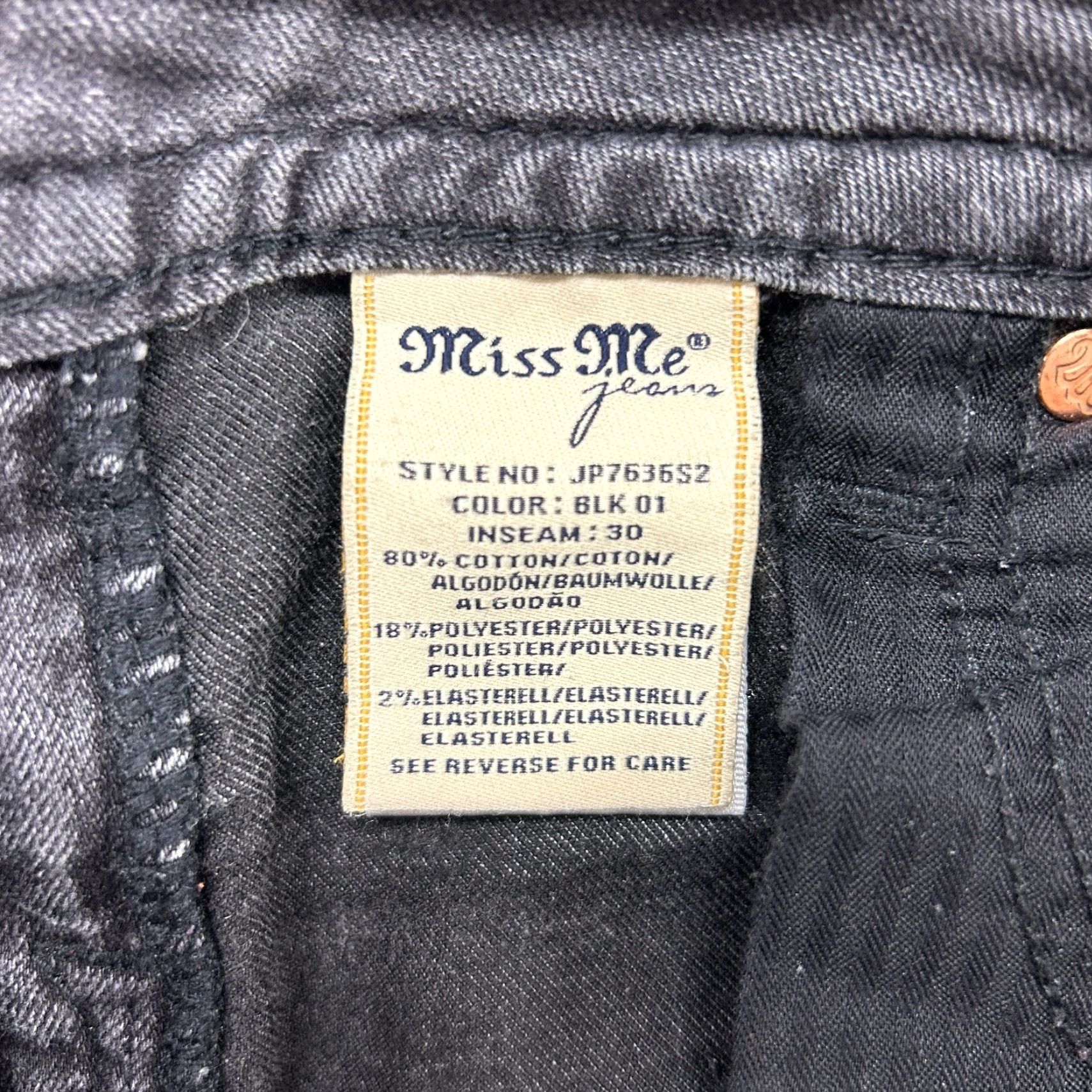 Miss Me Miss Me Jeans Womens 27 Black Skinny Dark Thick Stitch Bling Rhinestone Cross Sequin Studded Rhinestone Jeans Shoes? Size 27" / US 4 / IT 40 - 5 Thumbnail