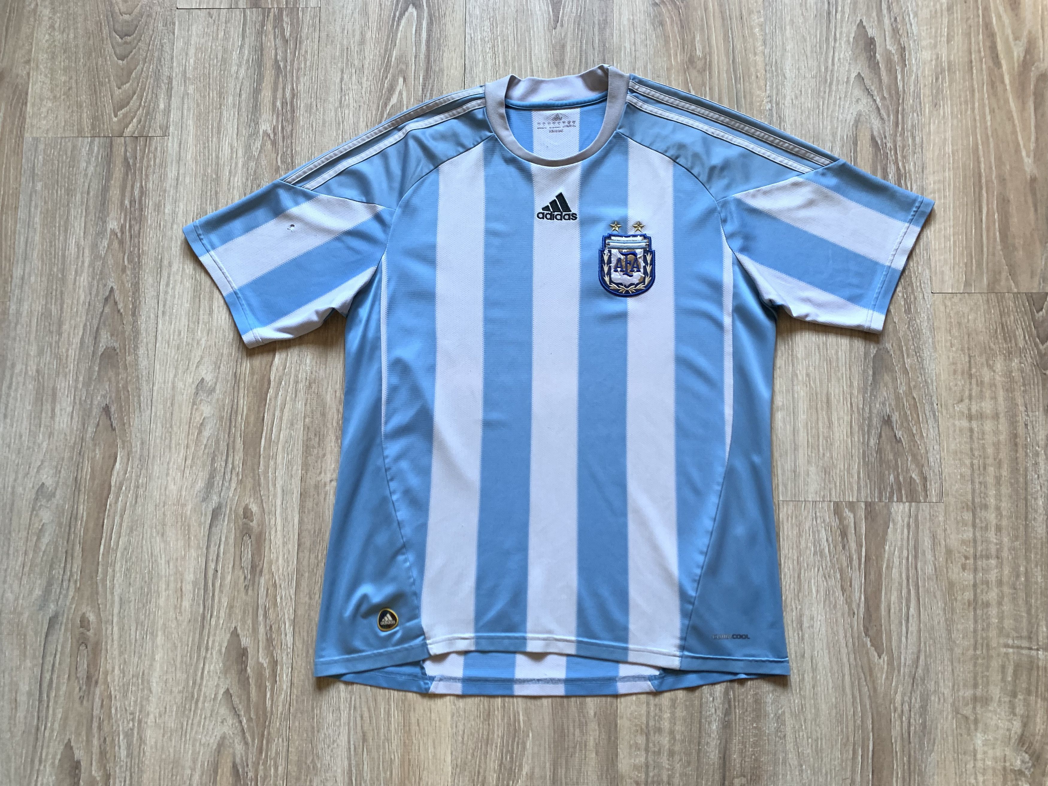 Adidas × Vintage Vintage Adidas Argentina Football Shirt Striped Climacool Size US L / EU 52-54 / 3 - 1 Thumbnail