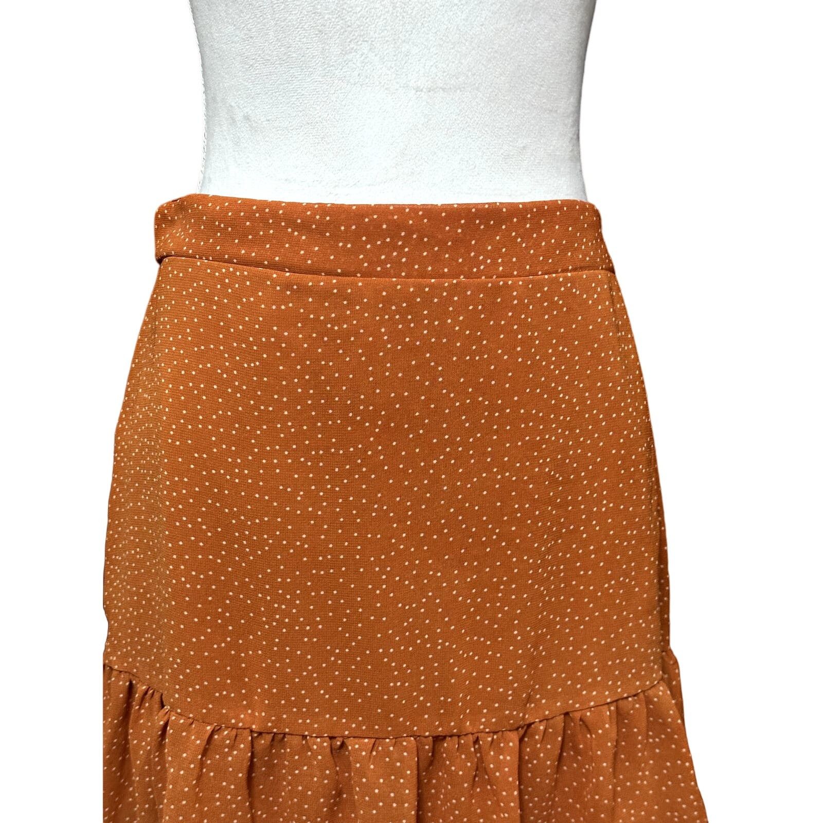 Cotton On Cotton On Mini Skirt Polka Dot Lined Flirty Ruffle Orange L Size 30" / US 8 / IT 44 - 2 Thumbnail
