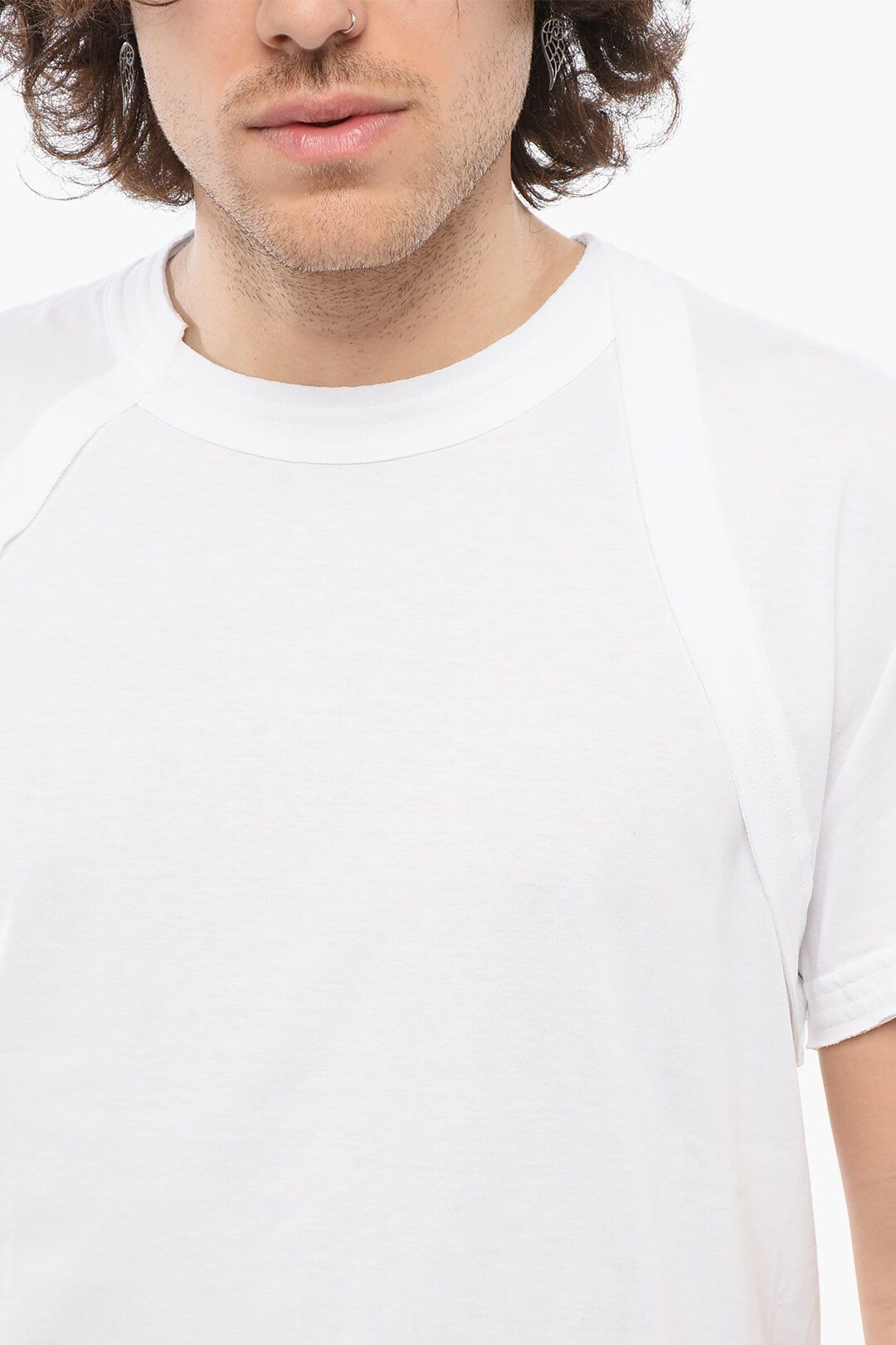 Alexander McQueen og1mm0925 Crewneck Braces Cotton T-Shirt in White Size US XS / EU 42 / 0 - 3 Thumbnail
