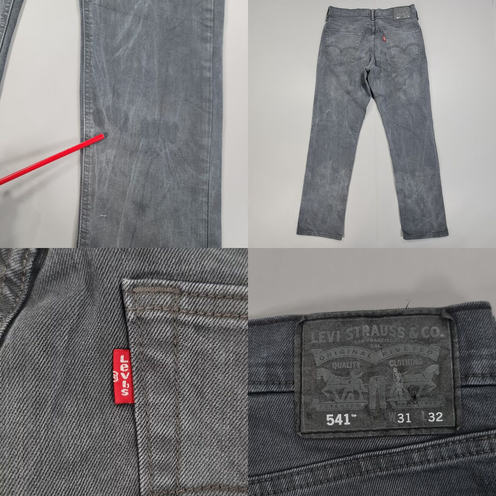 Levi's Levi's 541 Jeans Mens Athletic Straight Leg Stretch Denim W31 L32 Grey Blue 5-Pocket Belt Loops Cotton Elastane Regular Fit Vintage No Size US 31 - 8 Thumbnail
