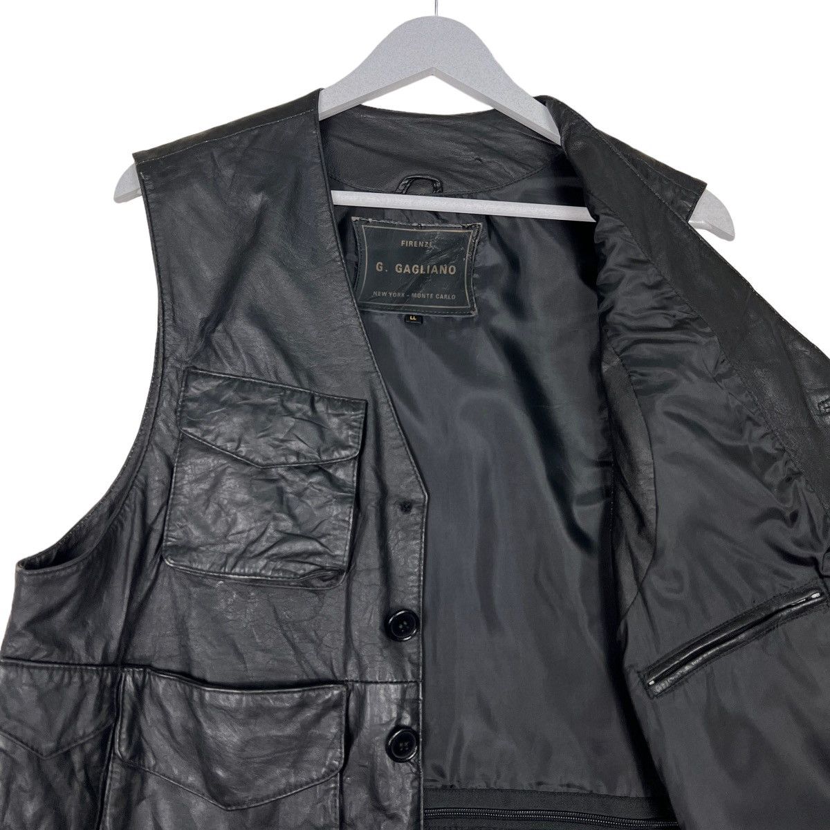 Designer 🔥 G. GAGLIANO CARGO LEATHER TANK TOP VEST Size US L / EU 52-54 / 3 - 11 Thumbnail