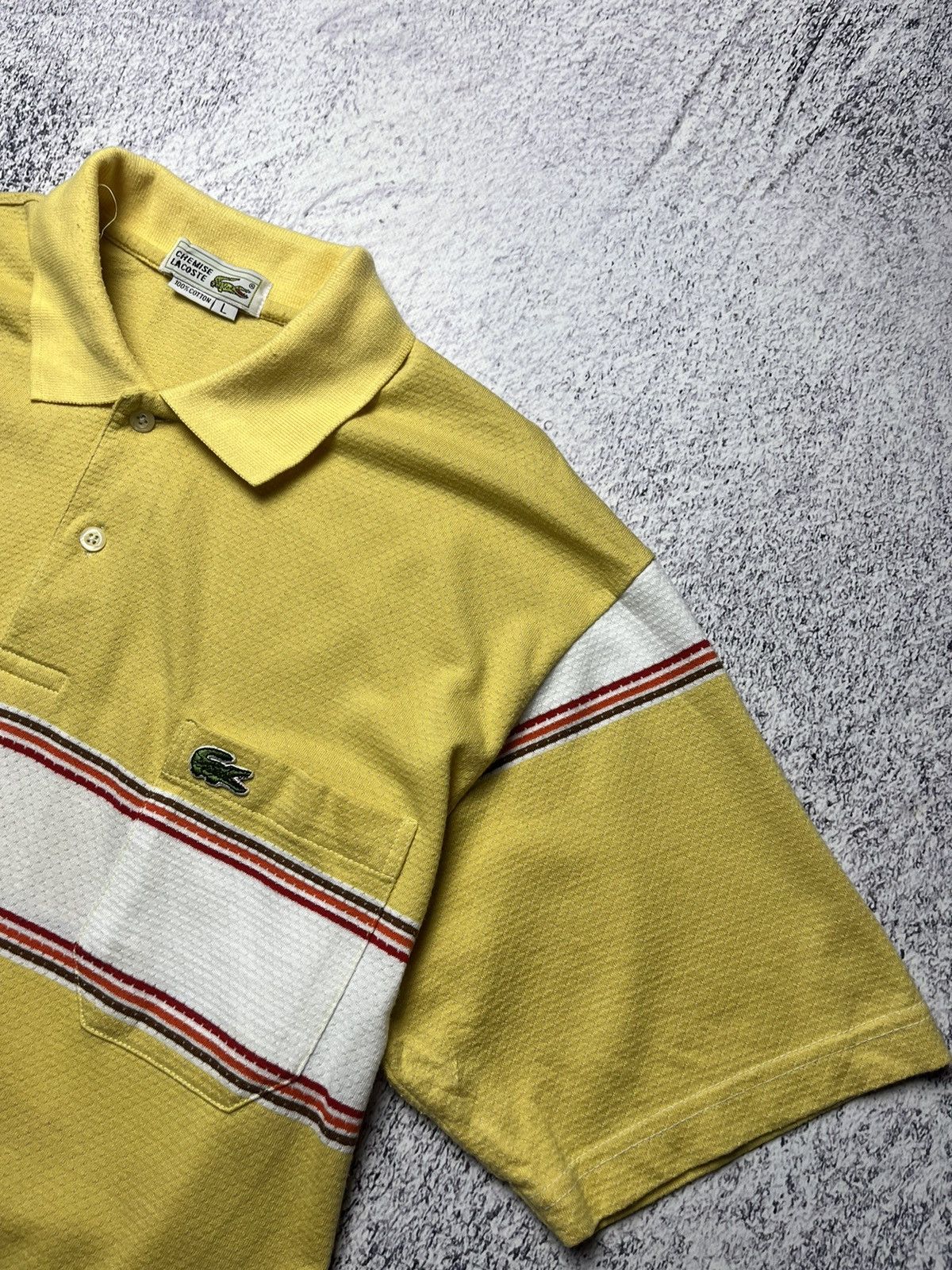 Lacoste Vintage Lacoste Polo Yellow Logo Rare Size L Size US L / EU 52-54 / 3 - 10 Thumbnail