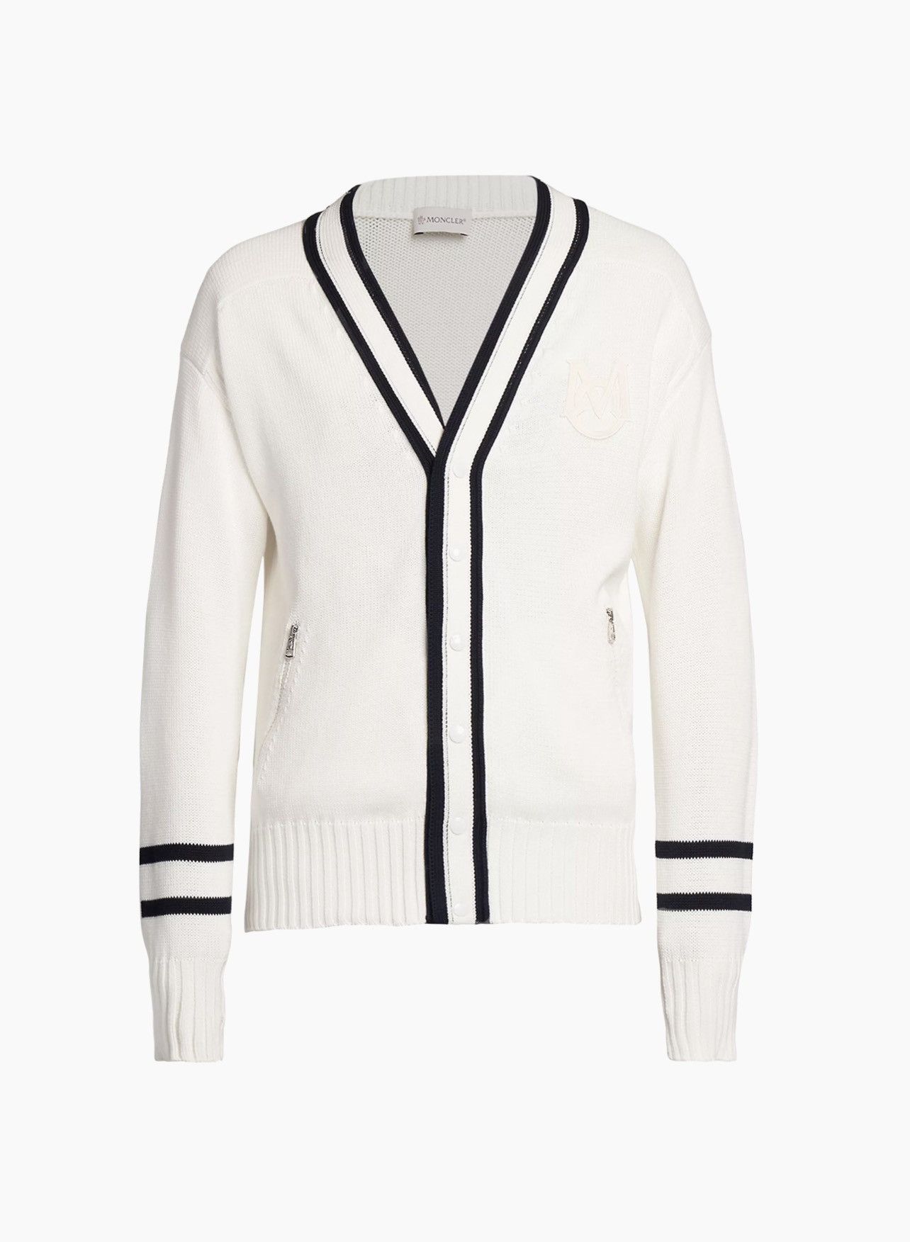 Image of Moncler Moncler Man Cotton Cardigan Size XL in White, Men's