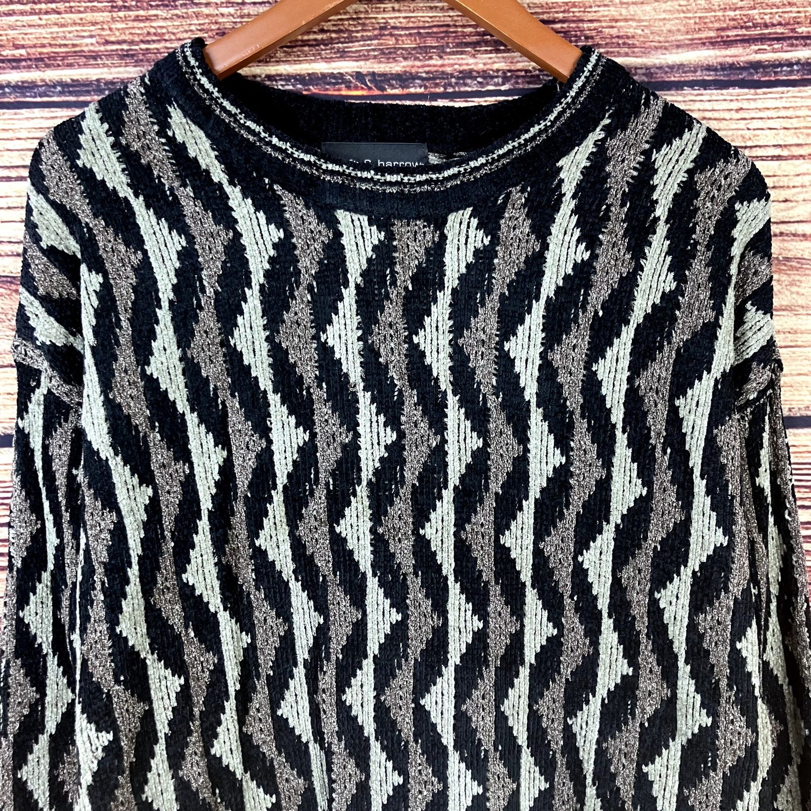 Croft & Barrow × Vintage Vintage 1990s Croft & Barrow Striped Rayon Sweater Size US L / EU 52-54 / 3 - 3 Thumbnail