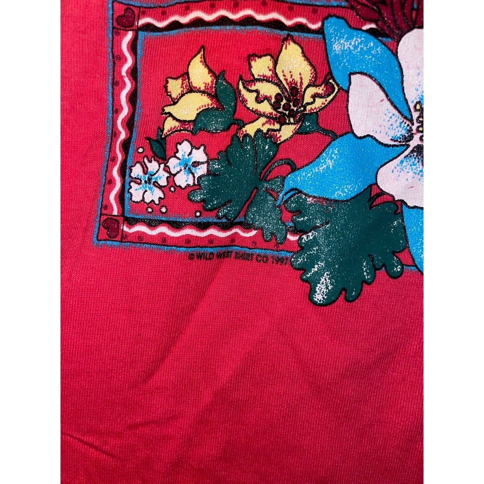 Jerzees Vintage Wyoming Wildflower Shirt Red Graphic 90s Tee VTG L Size US L / EU 52-54 / 3 - 5 Thumbnail