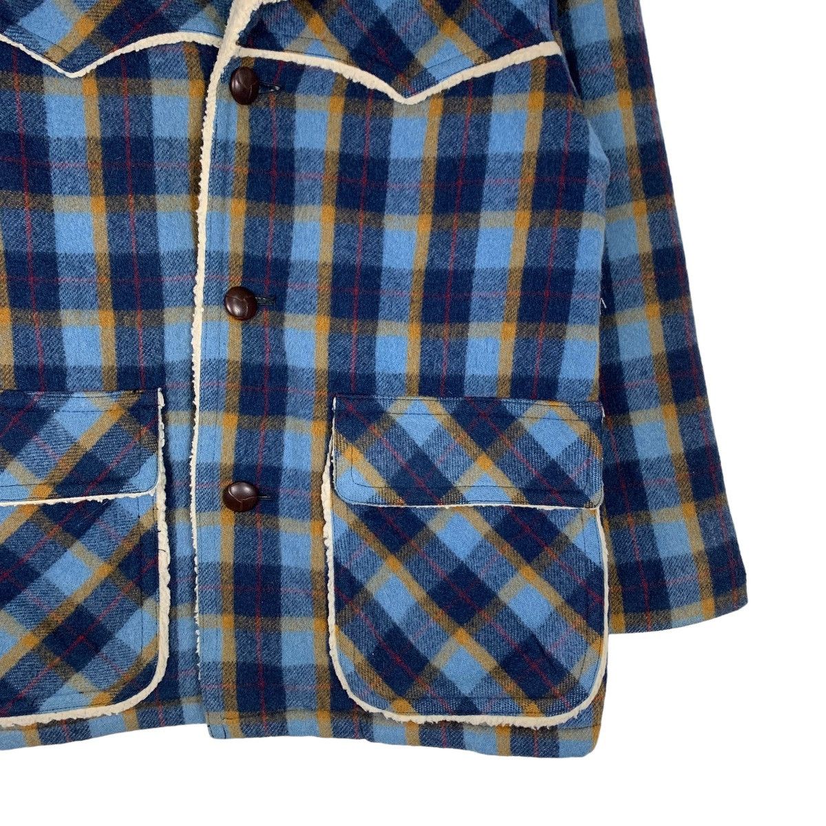Japanese Brand VAN JAC Sherpa Lined Blue Tartan Wool Jacket #1011-C45 Size US M / EU 48-50 / 2 - 4 Thumbnail