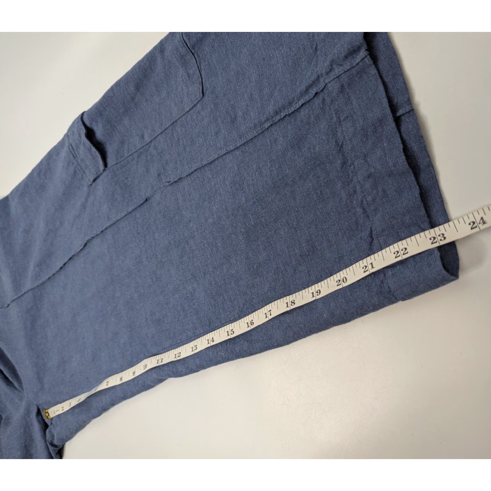 Coldwater Creek Coldwater Creek Pants Capri Cargo Wide-Leg Linen Rayon Blue L Regular Women Size Large Size 36" / US 14 / IT 50 - 4 Thumbnail