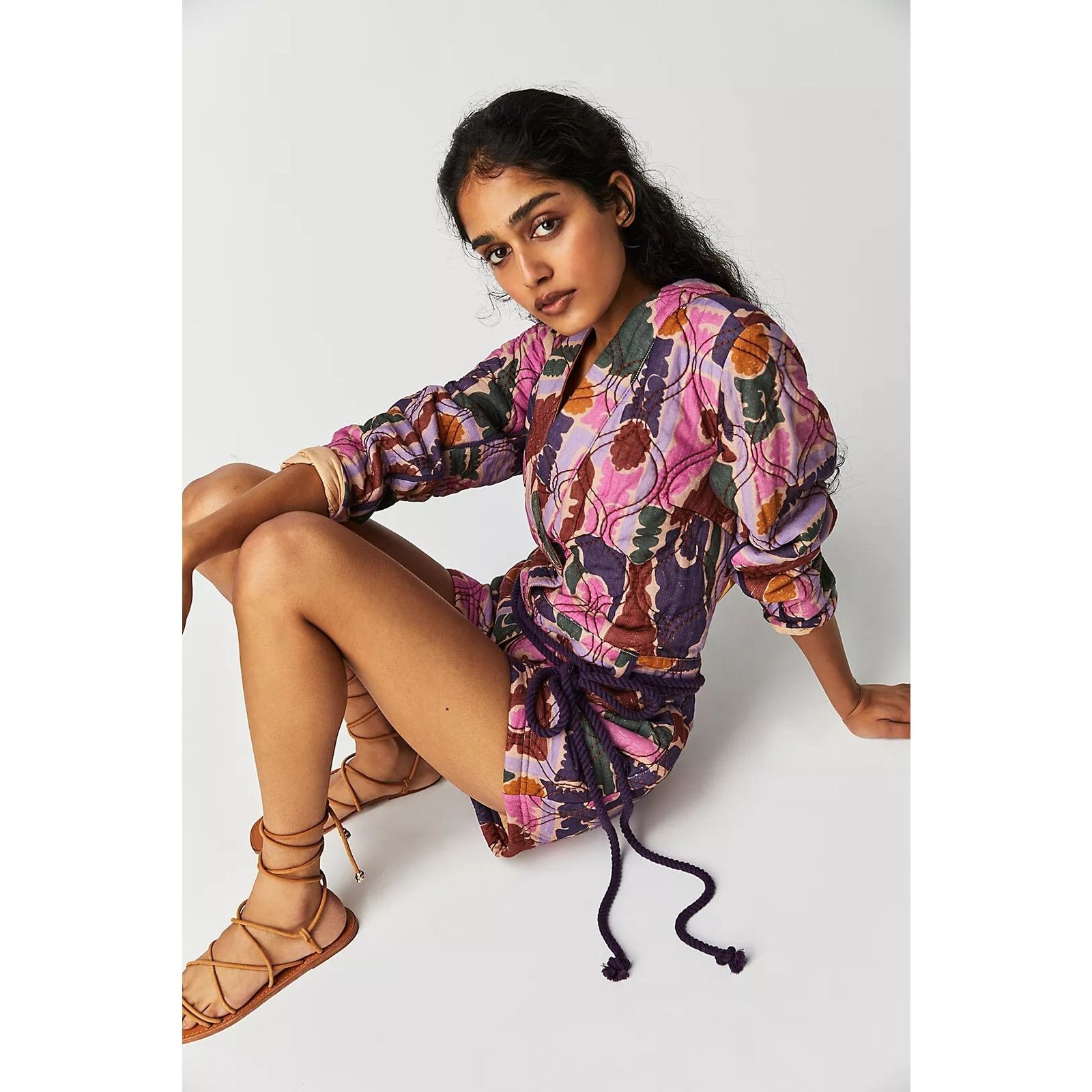 Free People NWT Atlas Quilted One-Piece Romper $228 MEDIUM Berry Combo Size 32" / US 10 / IT 46 - 3 Thumbnail