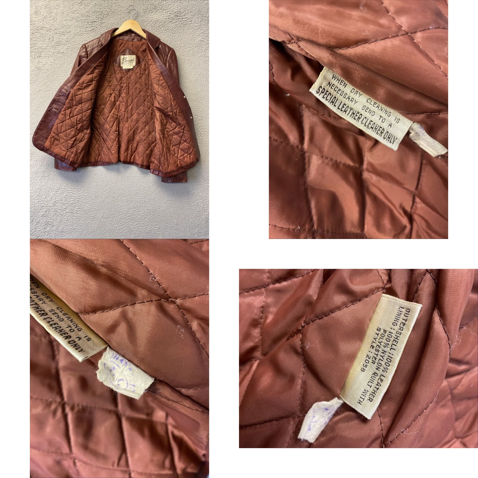 Vintage VINTAGE Berman’s Leather Jacket Women’s 14 Rust Brown / 0099 Jacket Women Rust Cognac 80s Casual Button Dry Clean Only Size XL / US 12-14 / IT 48-50 - 9 Thumbnail