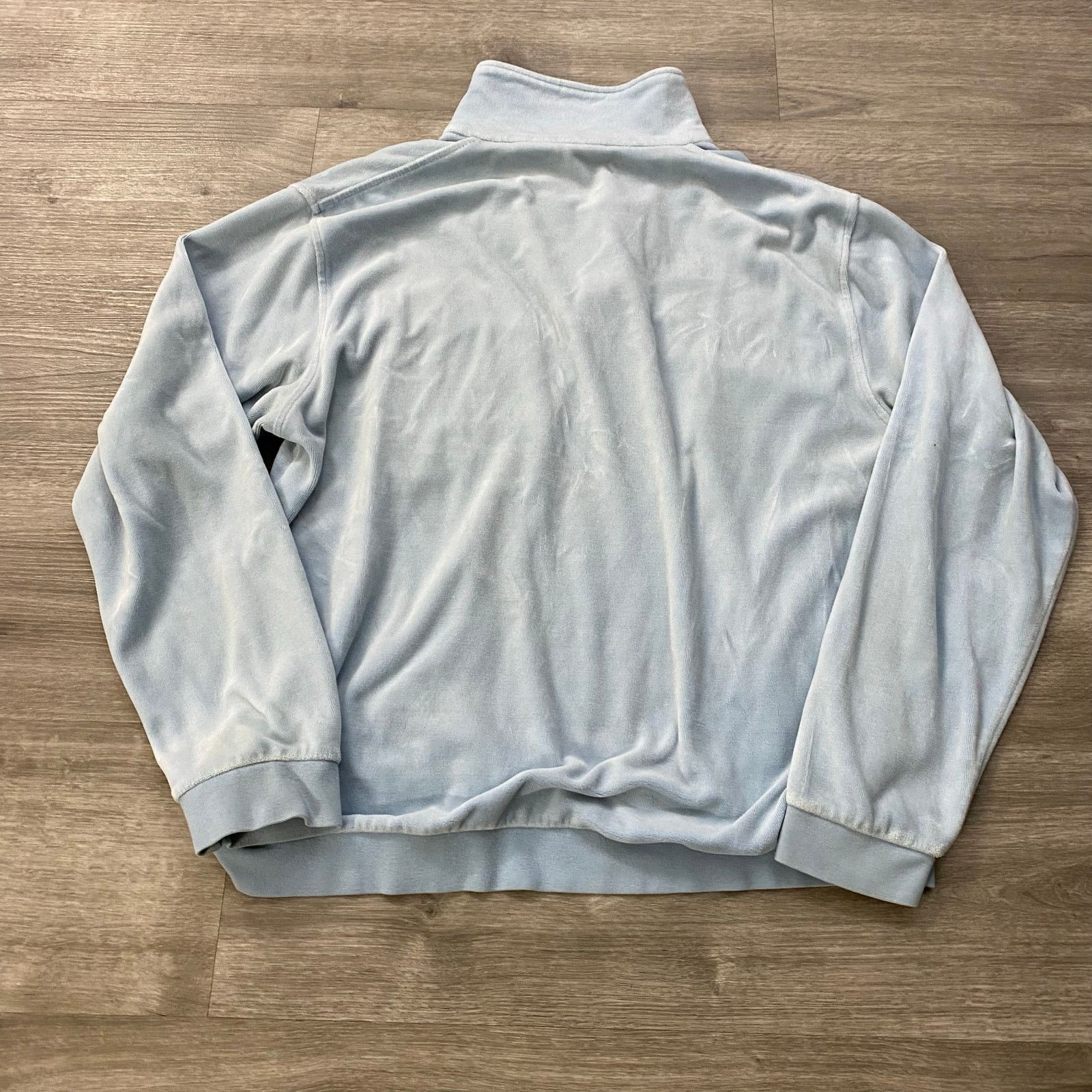 Vintage VINTAGE BLUE VELOUR LONGSLEEVE SWEATSHIRT LARGE Size US L / EU 52-54 / 3 - 3 Thumbnail
