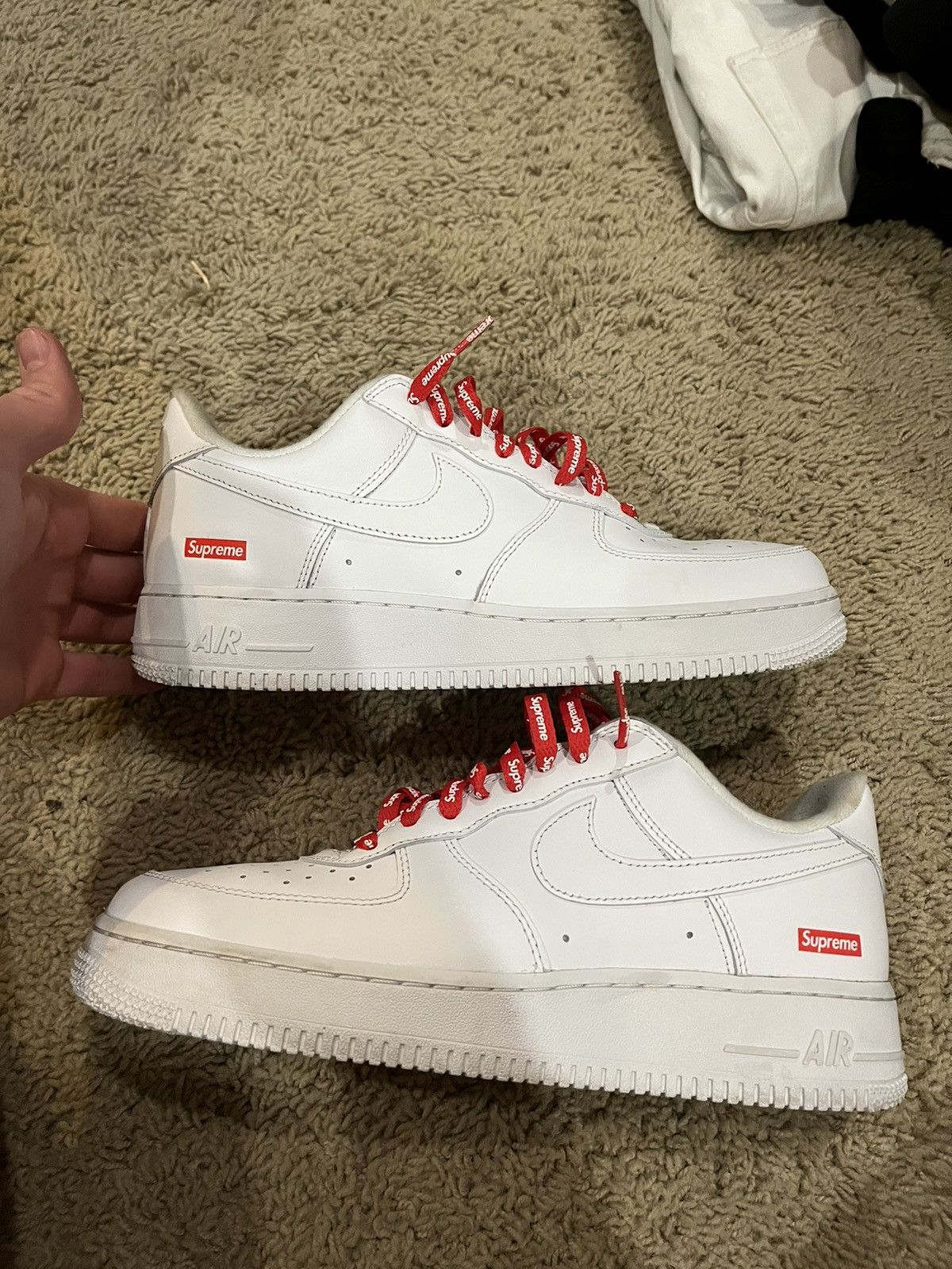 image of Nike x Supreme White Supreme Af1 Shoes, Men's (Size 8.5)