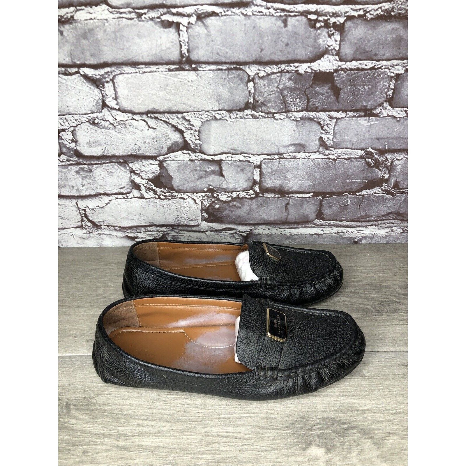 Coach Coach Black Pebbled Leather Badge Moccasin Loafers Shoes Wom Size US 8.5 / IT 38.5 - 4 Thumbnail
