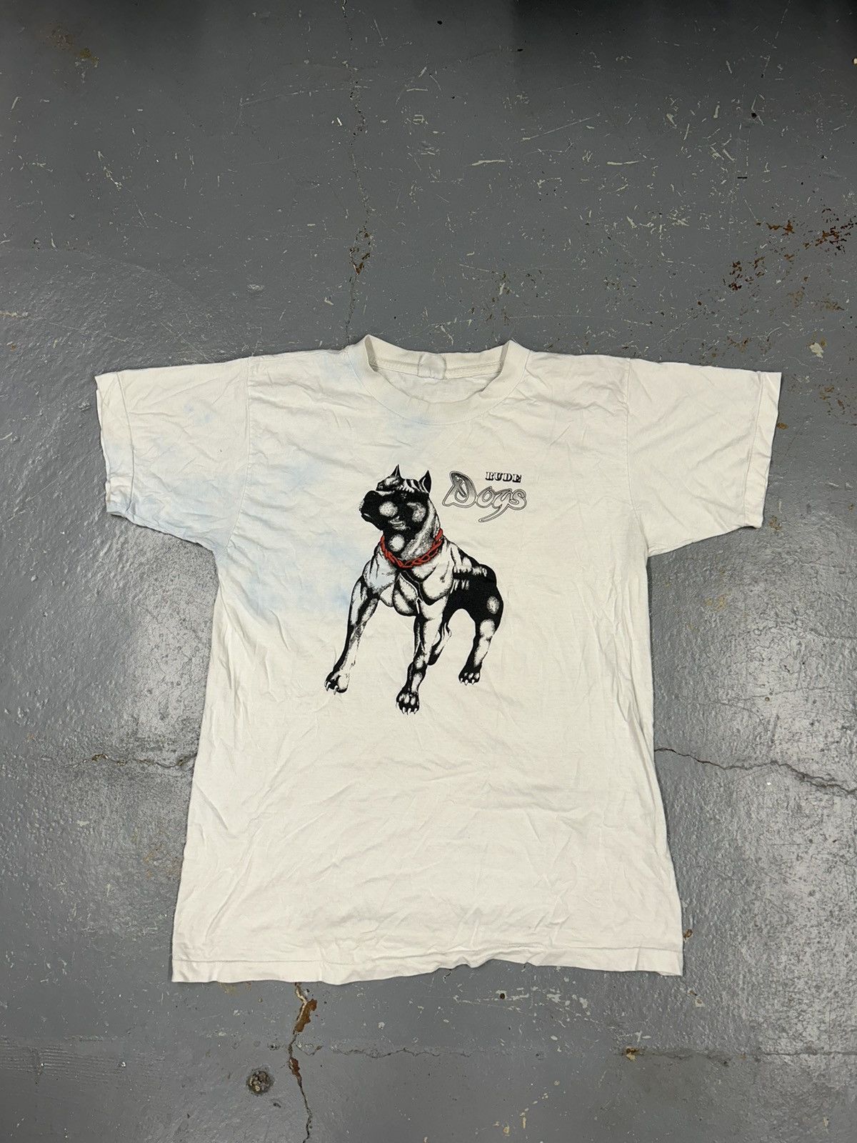 Big Dogs × Vintage Crazy Vintage Y2K Cyber Grunge Rude Dogs White Tee Shirt Size US M / EU 48-50 / 2 - 1 Thumbnail