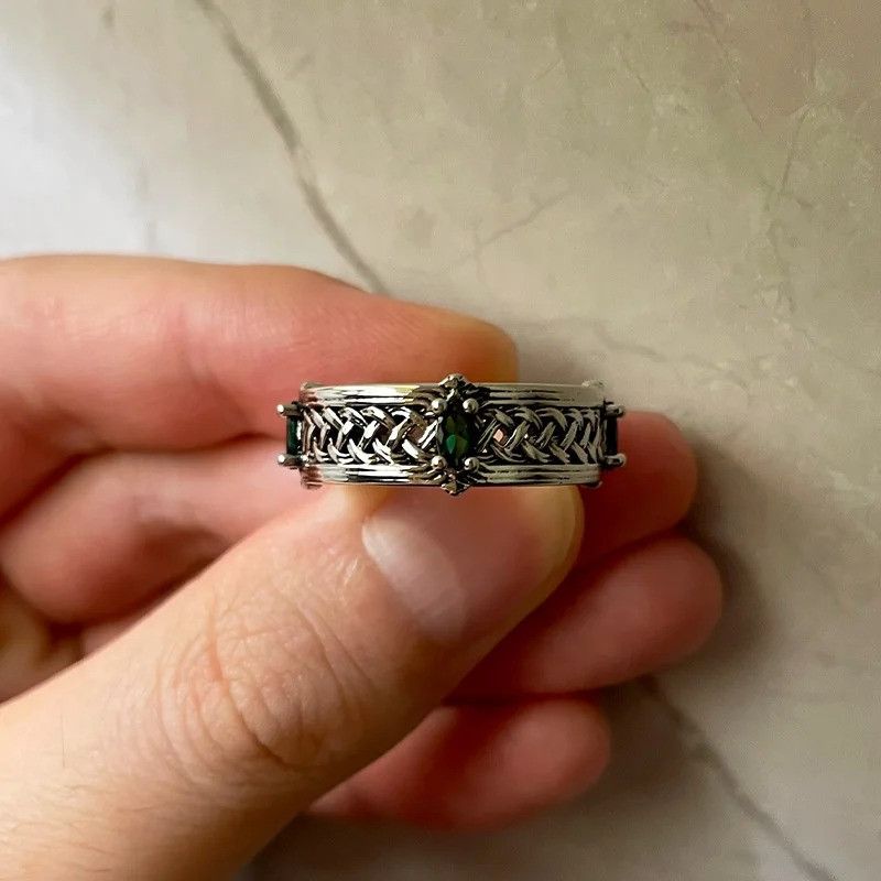 Japanese Brand × Jewelry × Vintage Retro Green Glass Zircon Ring Size ONE SIZE - 1 Thumbnail