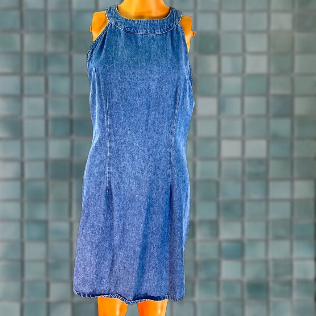 Vintage Xhilaration Denim Midi Dress Women Size L Sleeveless Blue Casual  Party USA | Grailed