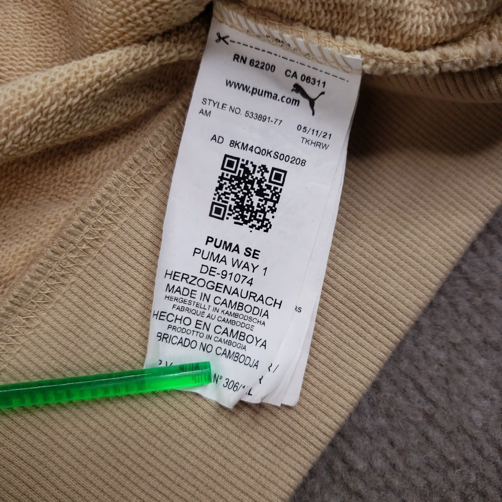 Puma Puma Hoodie Mens Size Medium Brown White Sweatshirt Long Sleeve Pockets Hooded Pullover Size US M / EU 48-50 / 2 - 6 Thumbnail