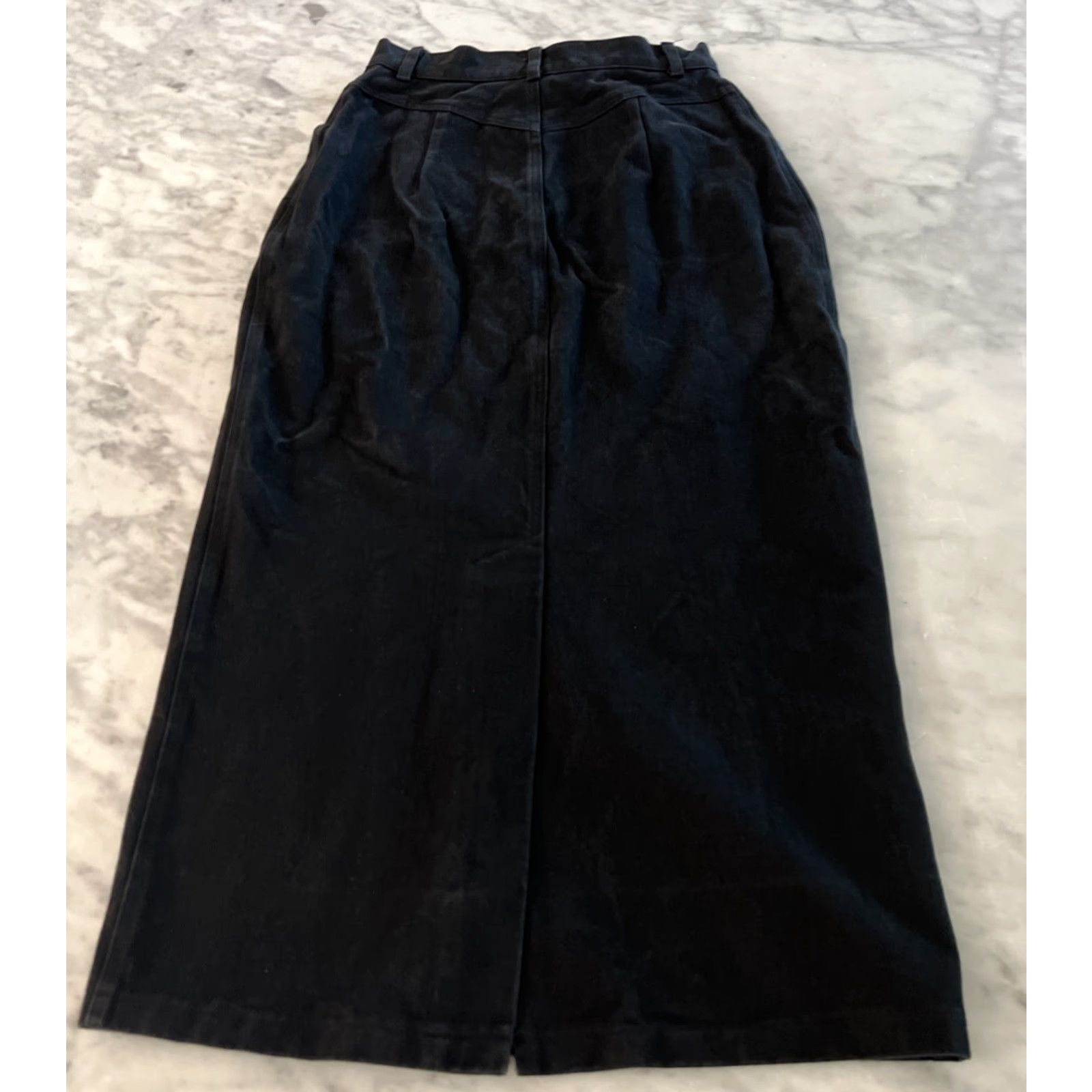 Denime VINTAGE Denum Jeans Black Denim Skirt 5/6 Waist 28 Length 33 Slit Pencil Knee Length Women Size 27" / US 4 / IT 40 - 3 Thumbnail