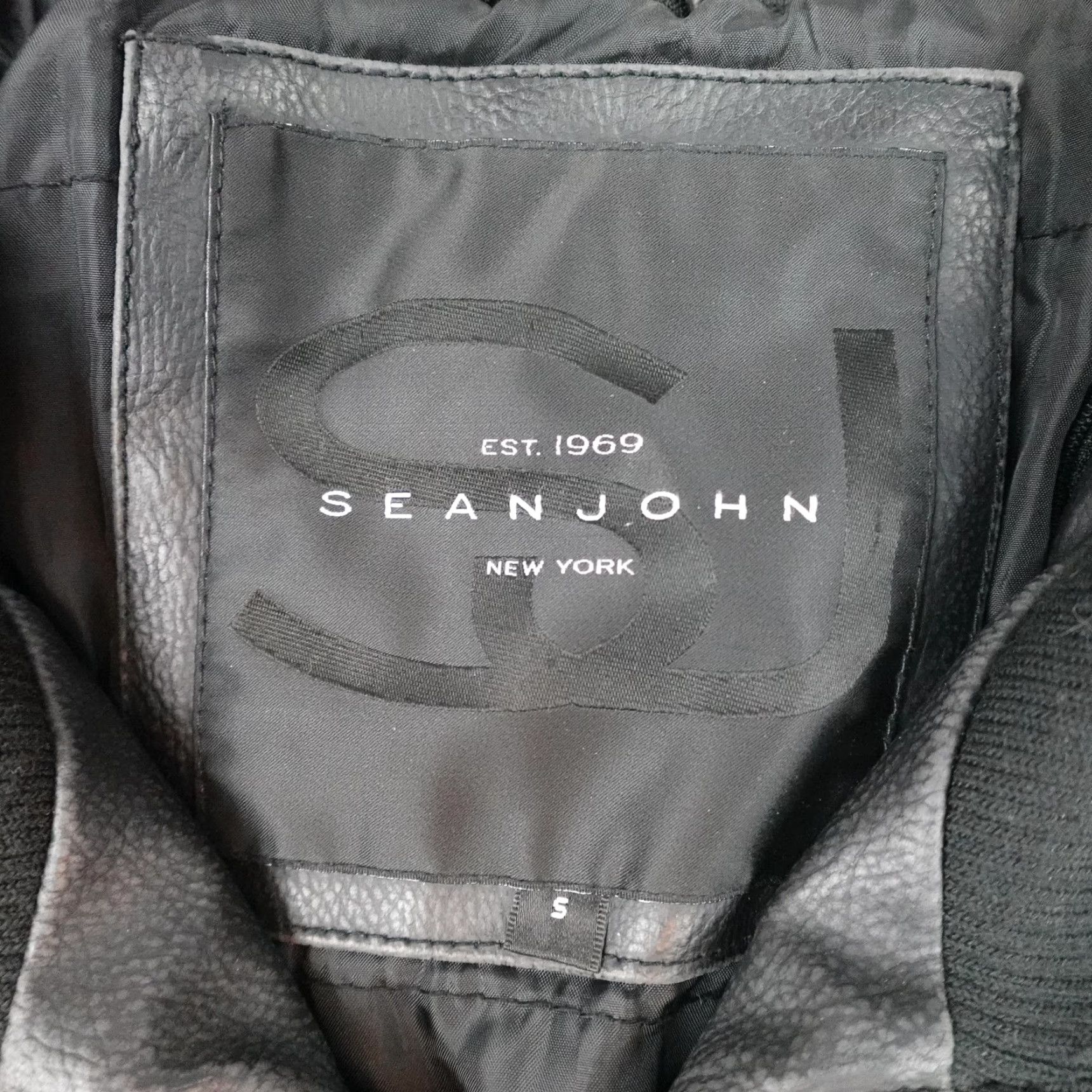 Sean John Sean John Jacket Mens Small Black Faux Leather Full Zip Bomber Padded Pockets Size US S / EU 44-46 / 1 - 5 Thumbnail