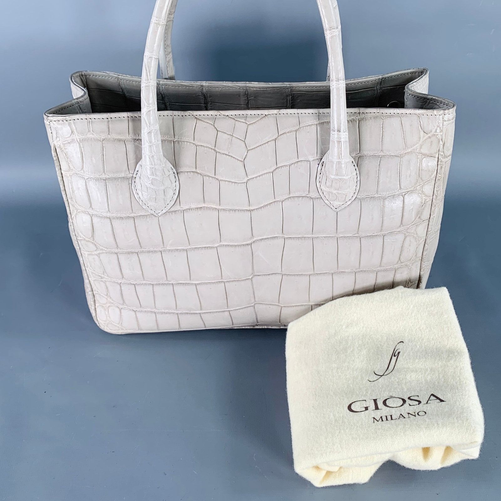 Other GIOSA Grey Crocodile Leather Tote Handbag Size ONE SIZE - 8 Thumbnail