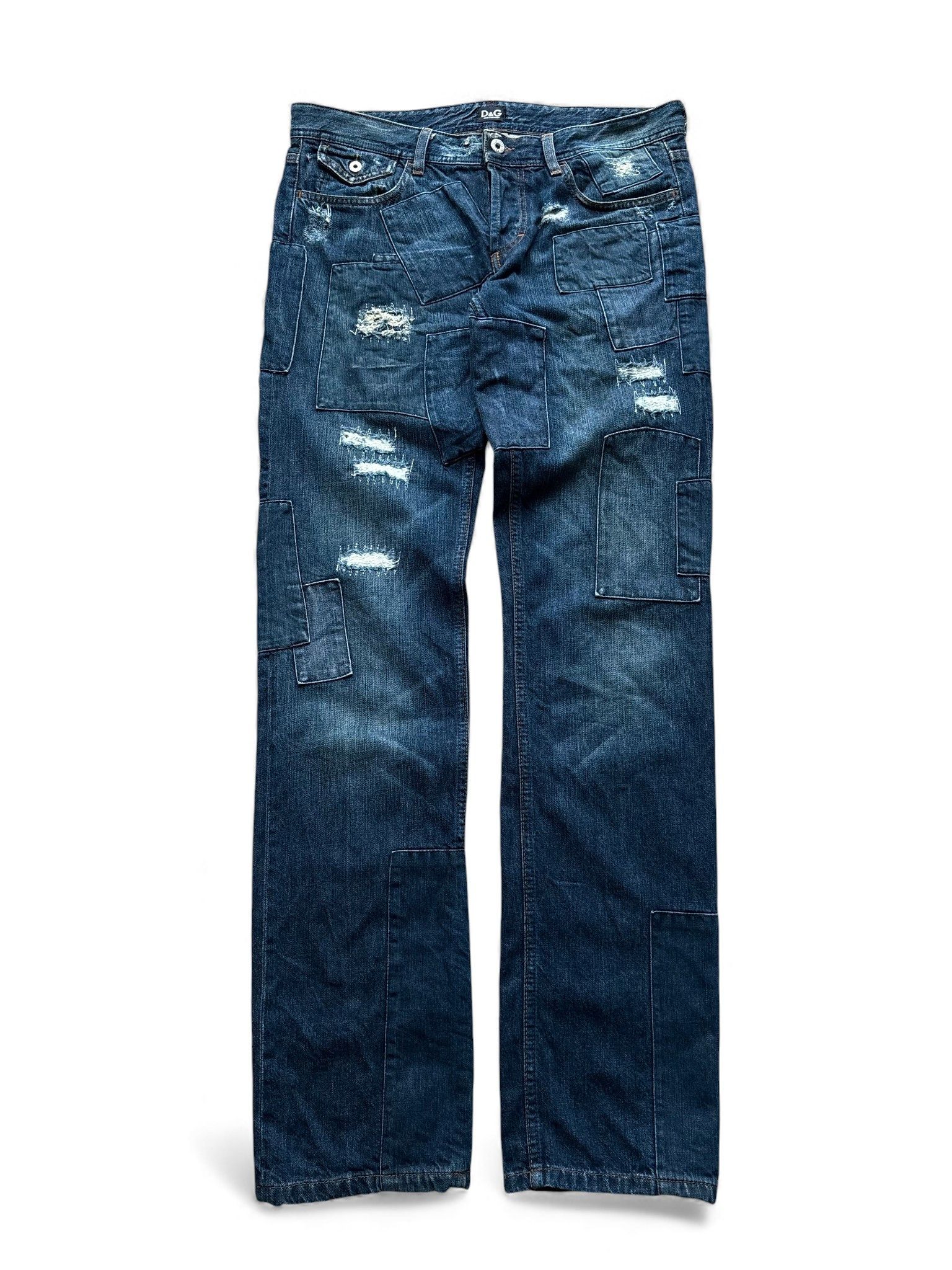Dolce & Gabbana D&G Dolce Gabbana Patchwork Jeans distressed faded y2k Size US 33 - 1 Thumbnail