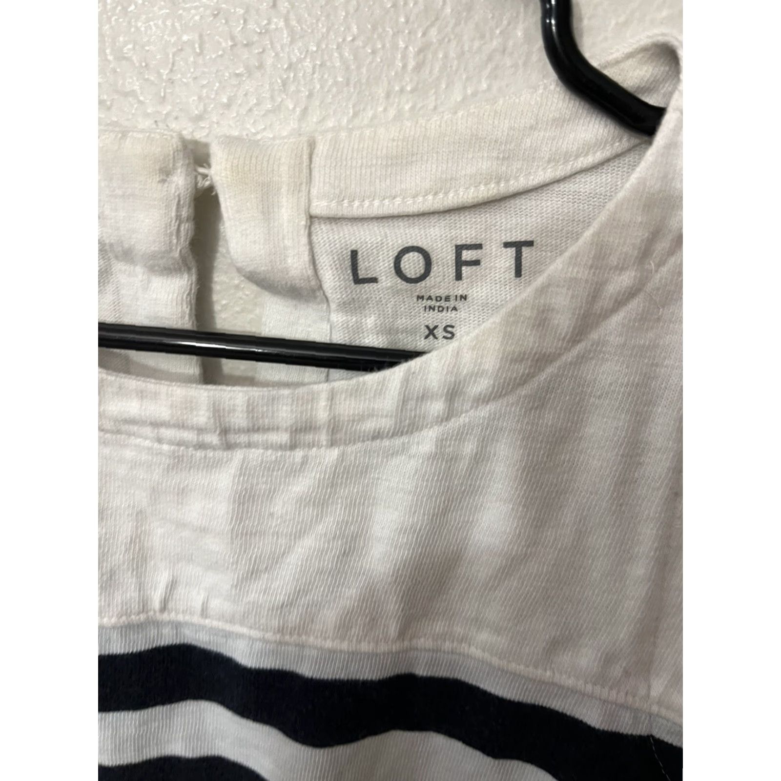 Ann Taylor VINTAGE Ann Taylor LOFT Striped Sleeveless Tank Shirt XS White Black Pullover Cotton Blend Women's Casual Basic Unlined Lightweight Size XS / US 0-2 / IT 36-38 - 2 Thumbnail