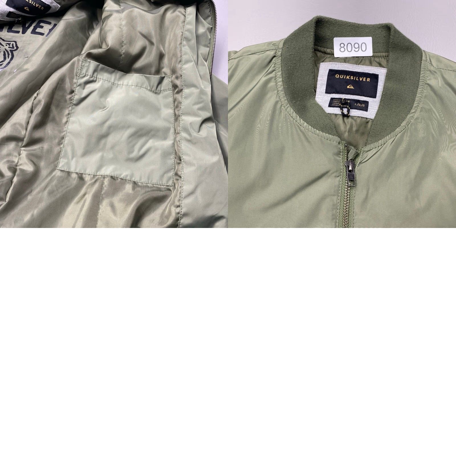 Quiksilver VINTAGE Quicksilver Boardriding Bomber Jacket Men's Large Olive Green Tiger Logo Inside Size US L / EU 52-54 / 3 - 10 Thumbnail