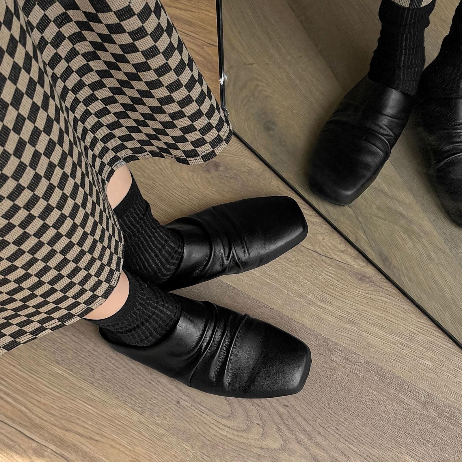 Leather Black Genuine Leather Slouch Mules Size US 7 / EU 40 - 5 Thumbnail
