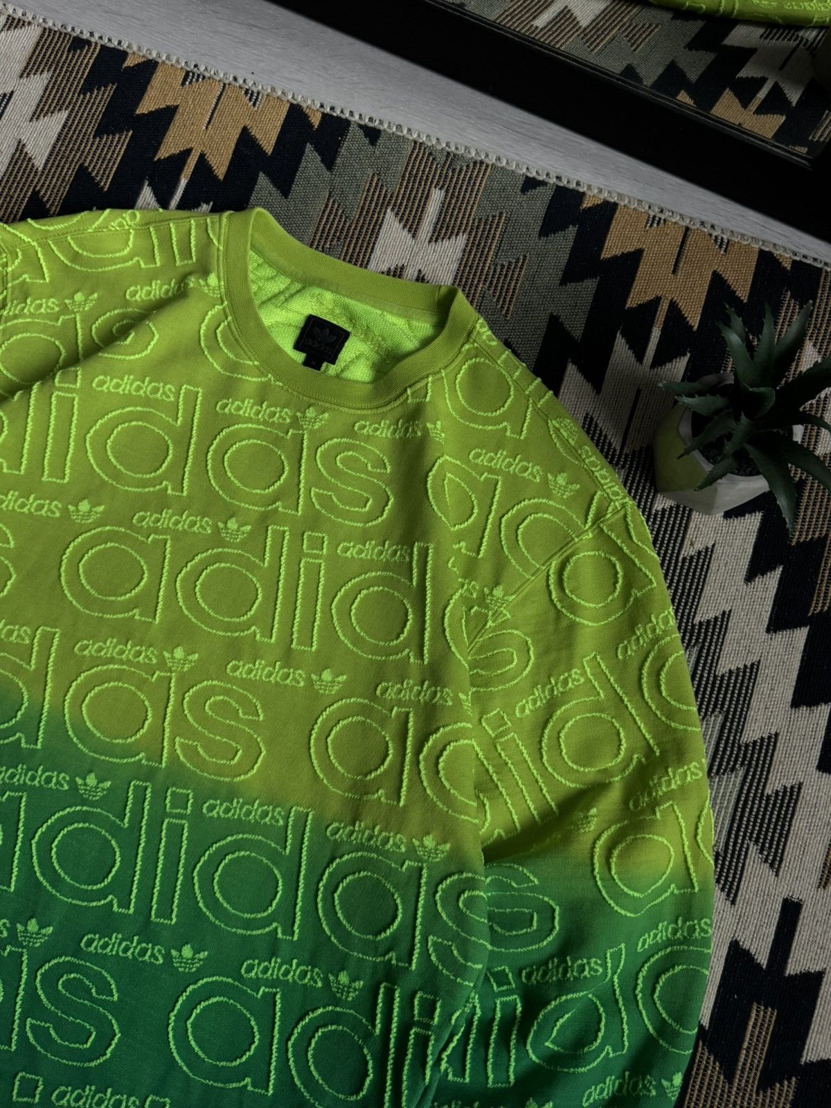 Adidas Vintage Adidas Originals Rasta Monogram Sweater Size US M / EU 48-50 / 2 - 5 Thumbnail