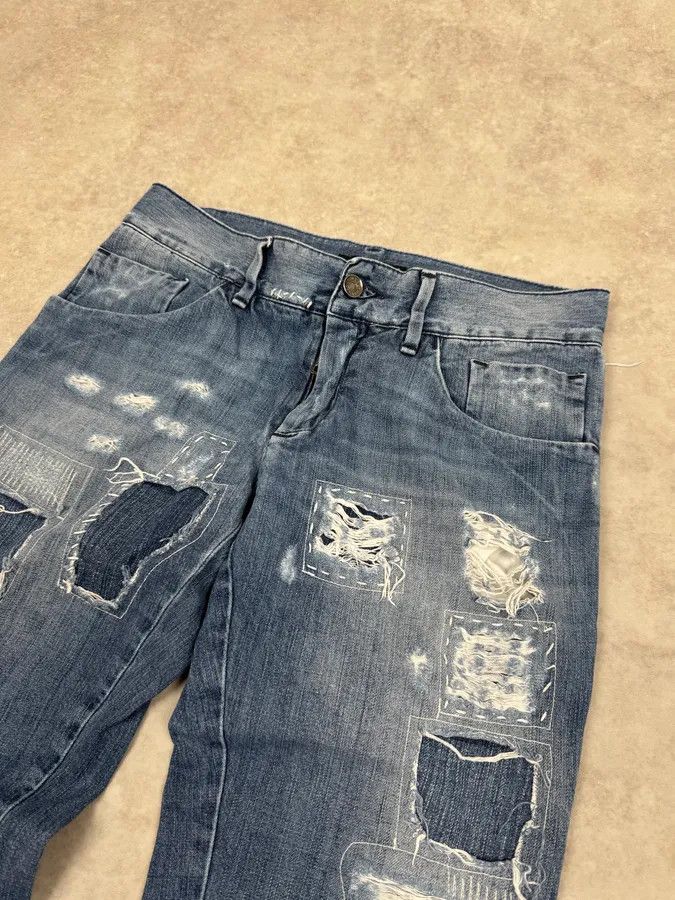 Dolce & Gabbana 2000s Dolce & Gabbana Blue Destroyed Denim Jeans Size US 30 / EU 46 - 6 Thumbnail