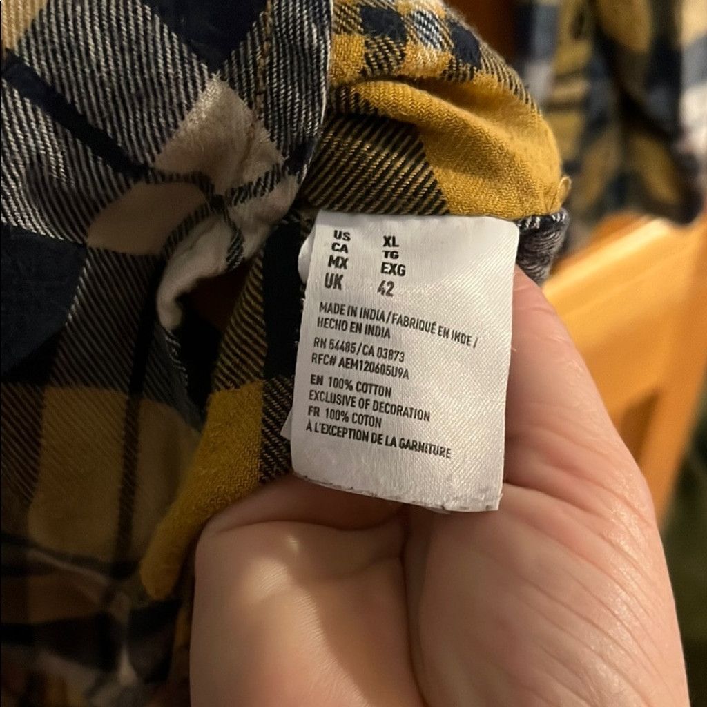 American Eagle Outfitters Yellow Plaid Casual Button Down Shirt Size US XL / EU 56 / 4 - 4 Thumbnail