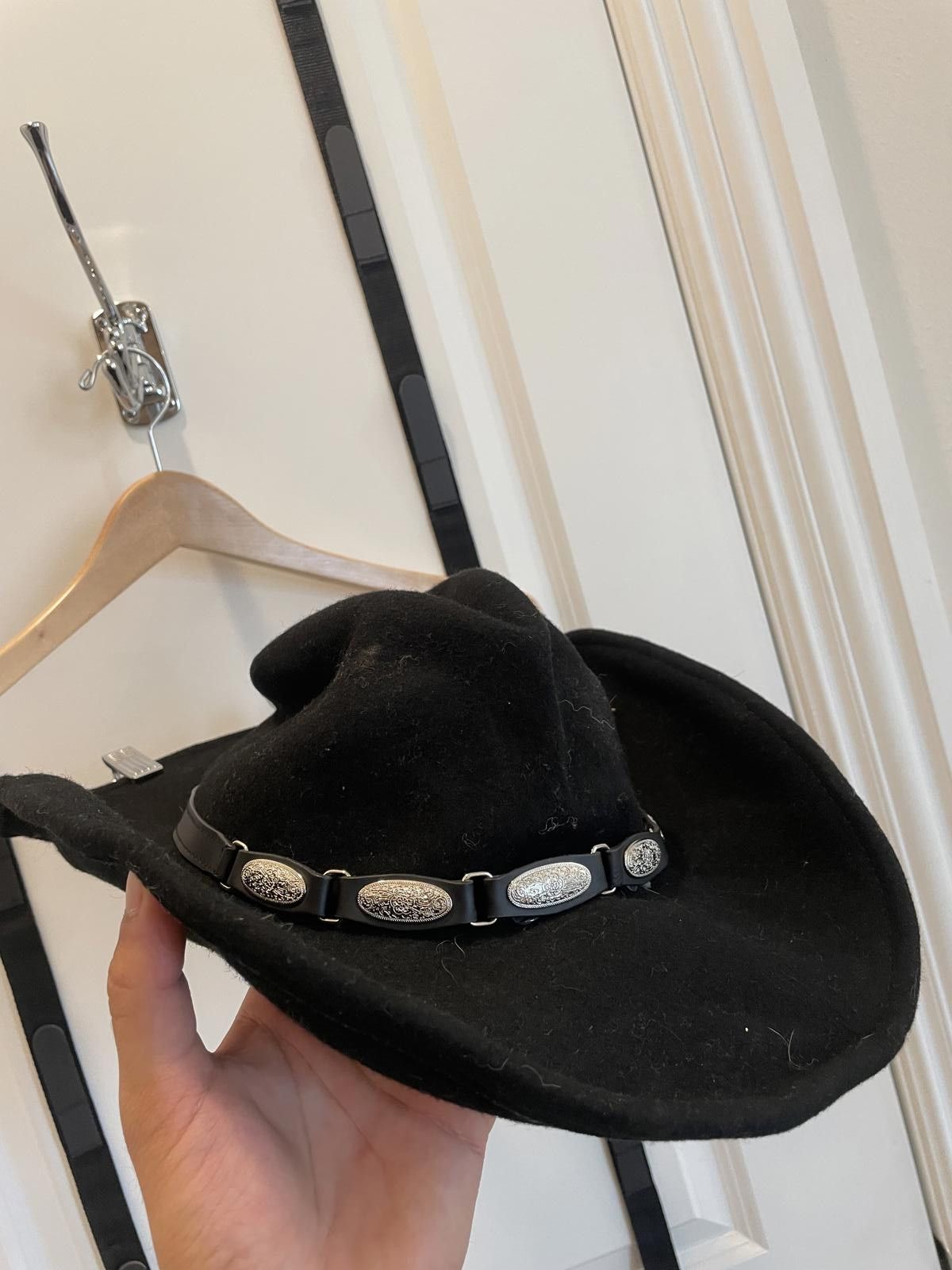 Black Scale Scala Authentic Black Wool Felt Cowboy Hat Size ONE SIZE - 1 Thumbnail