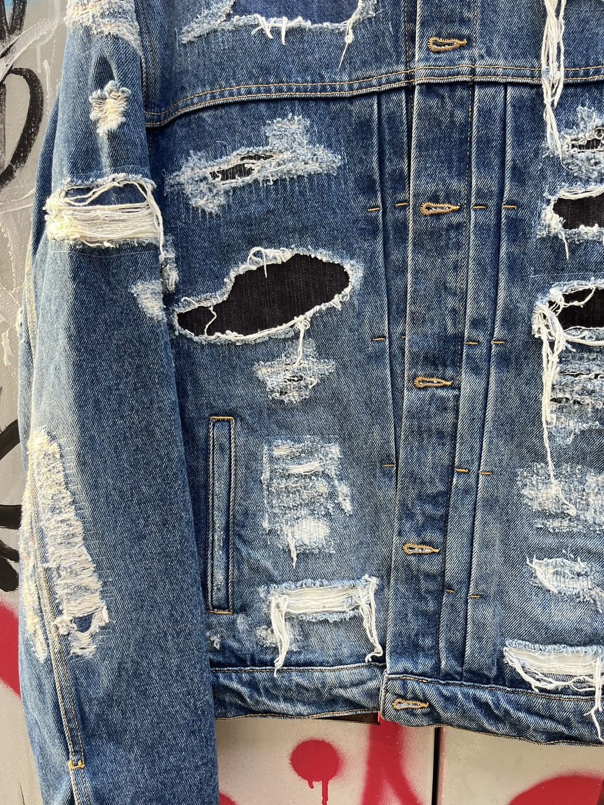 424 424 distressed denim jacket made in japan Size US M / EU 48-50 / 2 - 5 Thumbnail