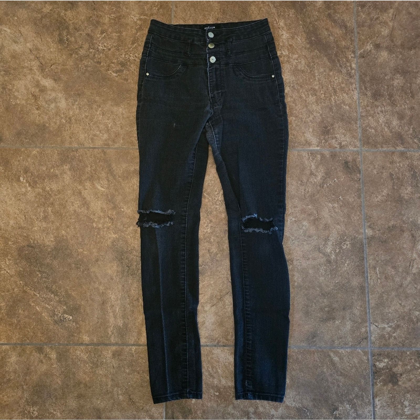 Other Black Slit Detailed Refuge Skinny Jean Size 28" / US 6 / IT 42 - 1 Thumbnail