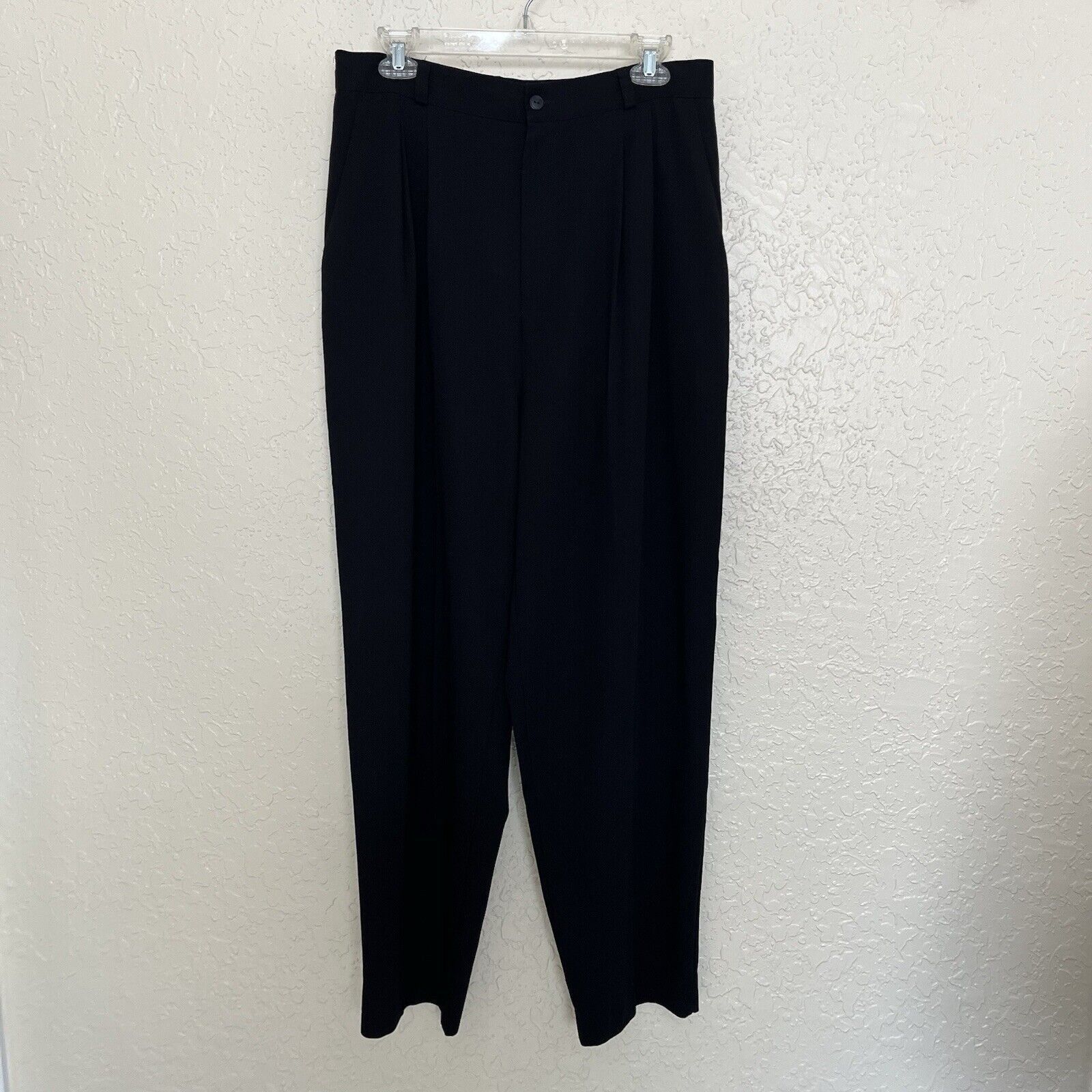 Vintage San Moire | Black Pleated Pants Vintage 90s Y2K Women’s 16 Size 38" / US 16 / IT 52 - 2 Thumbnail
