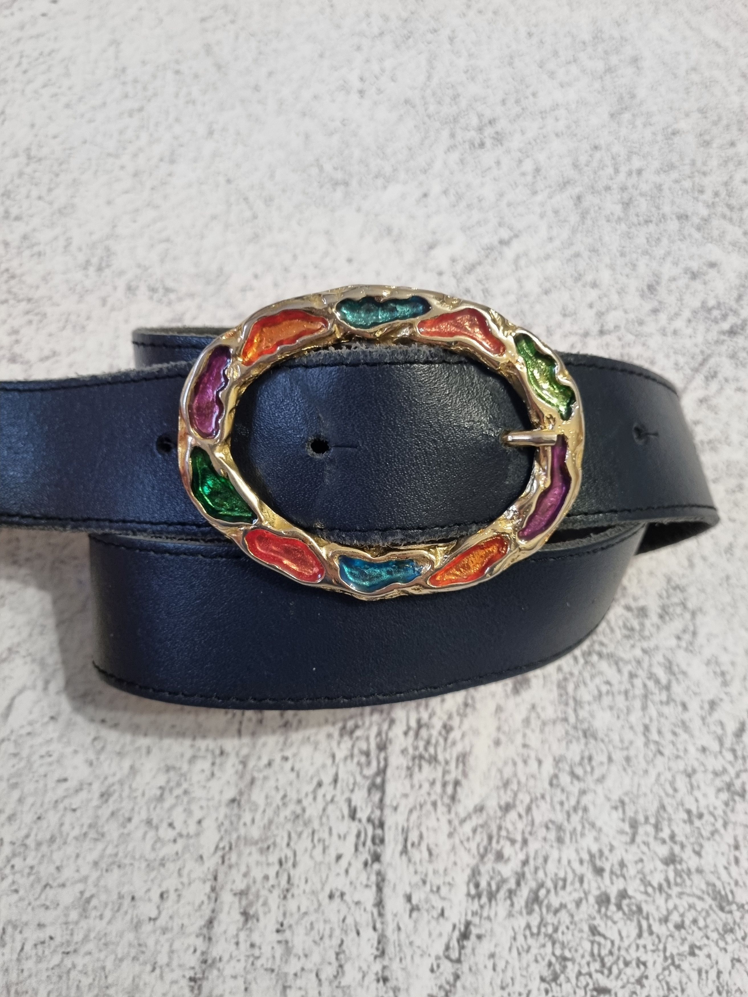 Vintage Croute De Cuir Made in France Vintage Leather Belt Size ONE SIZE - 4 Thumbnail