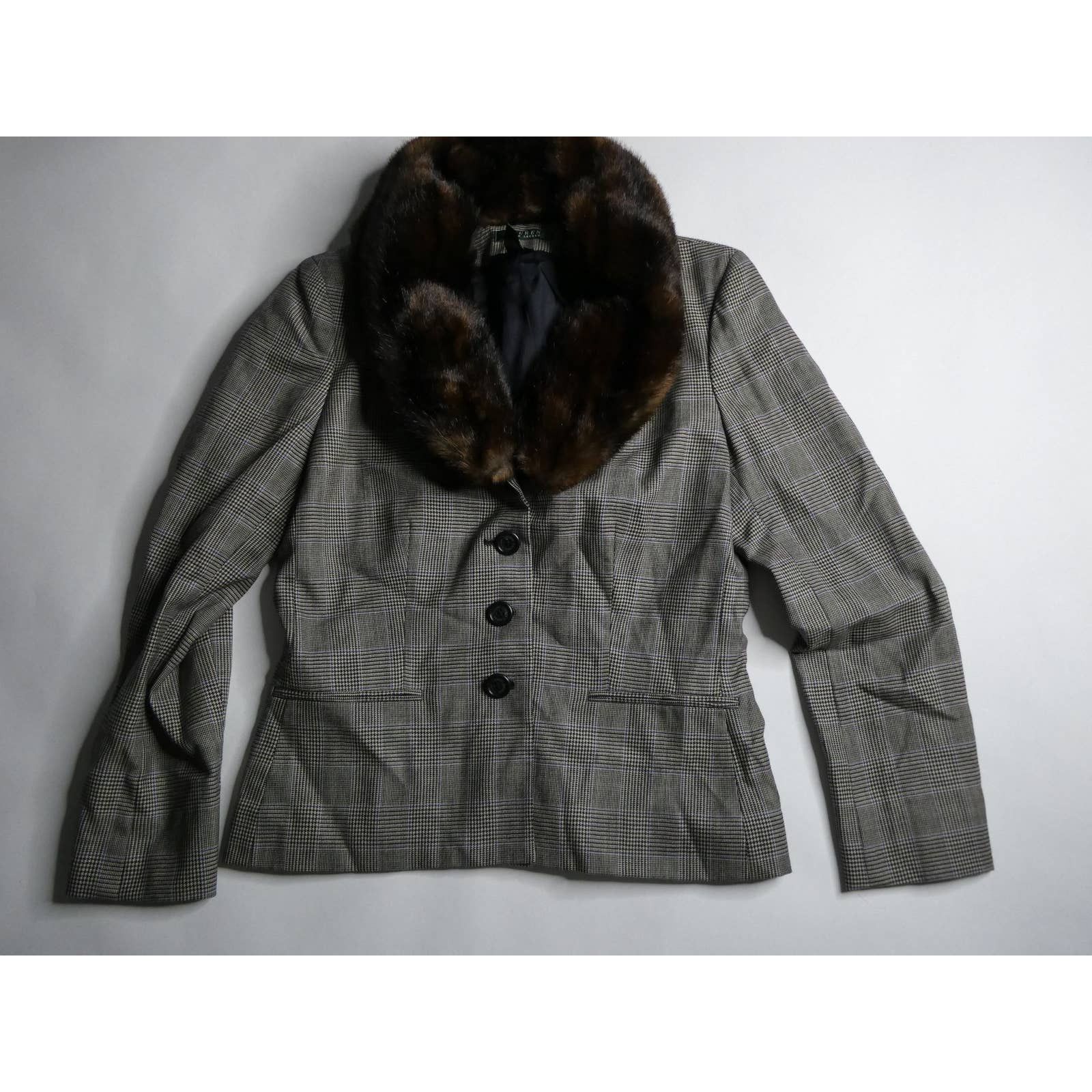 image of Lauren Ralph Lauren Ralph Laurent Wool Blazer Jacket, Fur Collar, Size: 8, New in Black, Women's (S