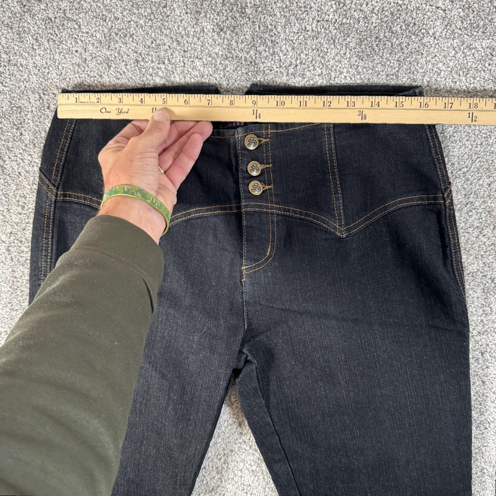 Vintage Suzanne Somers Jeans Skinny 10 Dark Indigo Stretch Y2K Slimming Tummy Control Shapewear Womens Jeans Size 32" / US 10 / IT 46 - 2 Thumbnail
