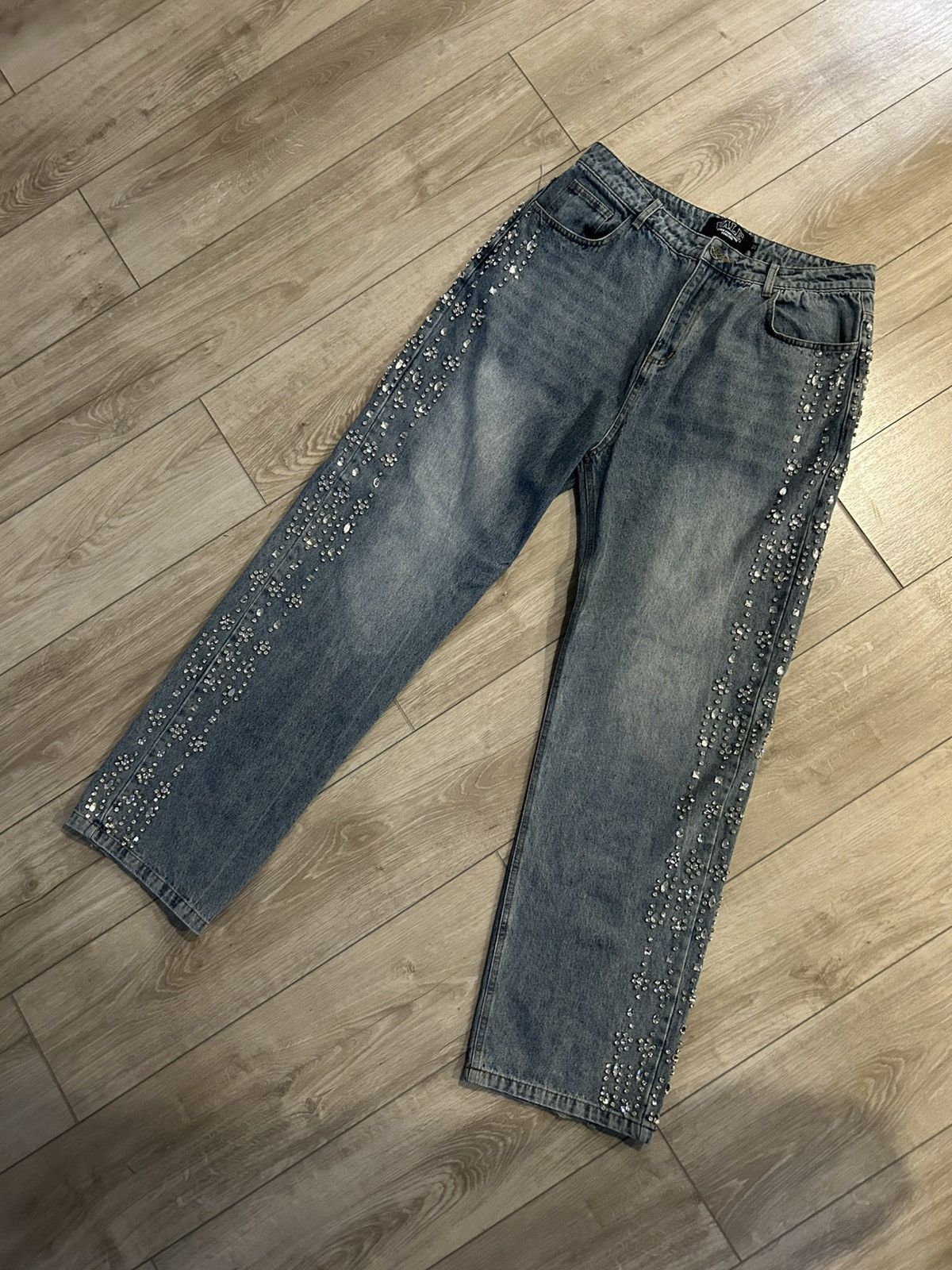 Vale Vale Forever Crystal Denim Jeans Size US 32 / EU 48 - 1 Thumbnail