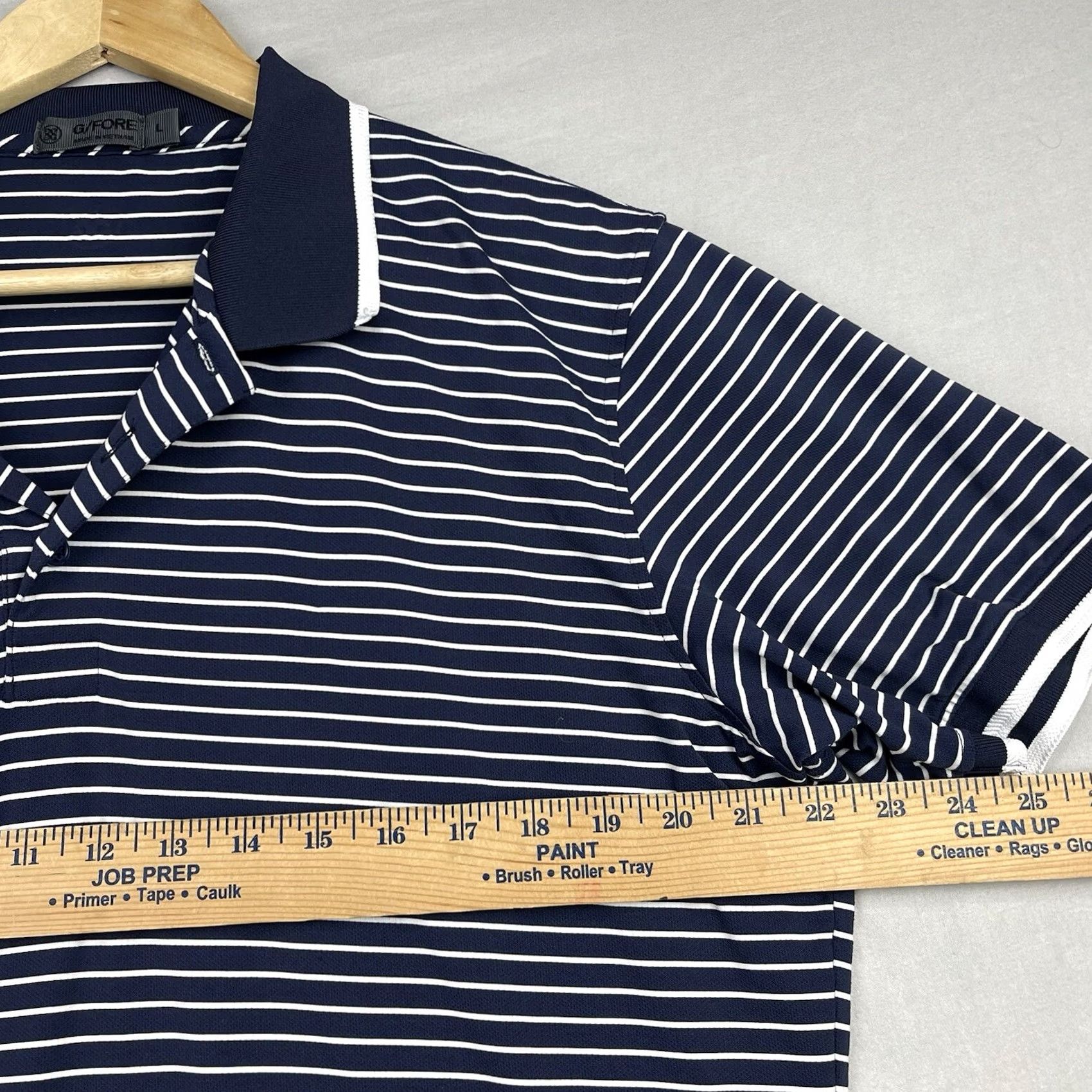 G/FORE G/Fore Shirt Polo Mens Large Navy Blue Striped Collared Stretch Button Up Golf Shirt Size US L / EU 52-54 / 3 - 5 Thumbnail