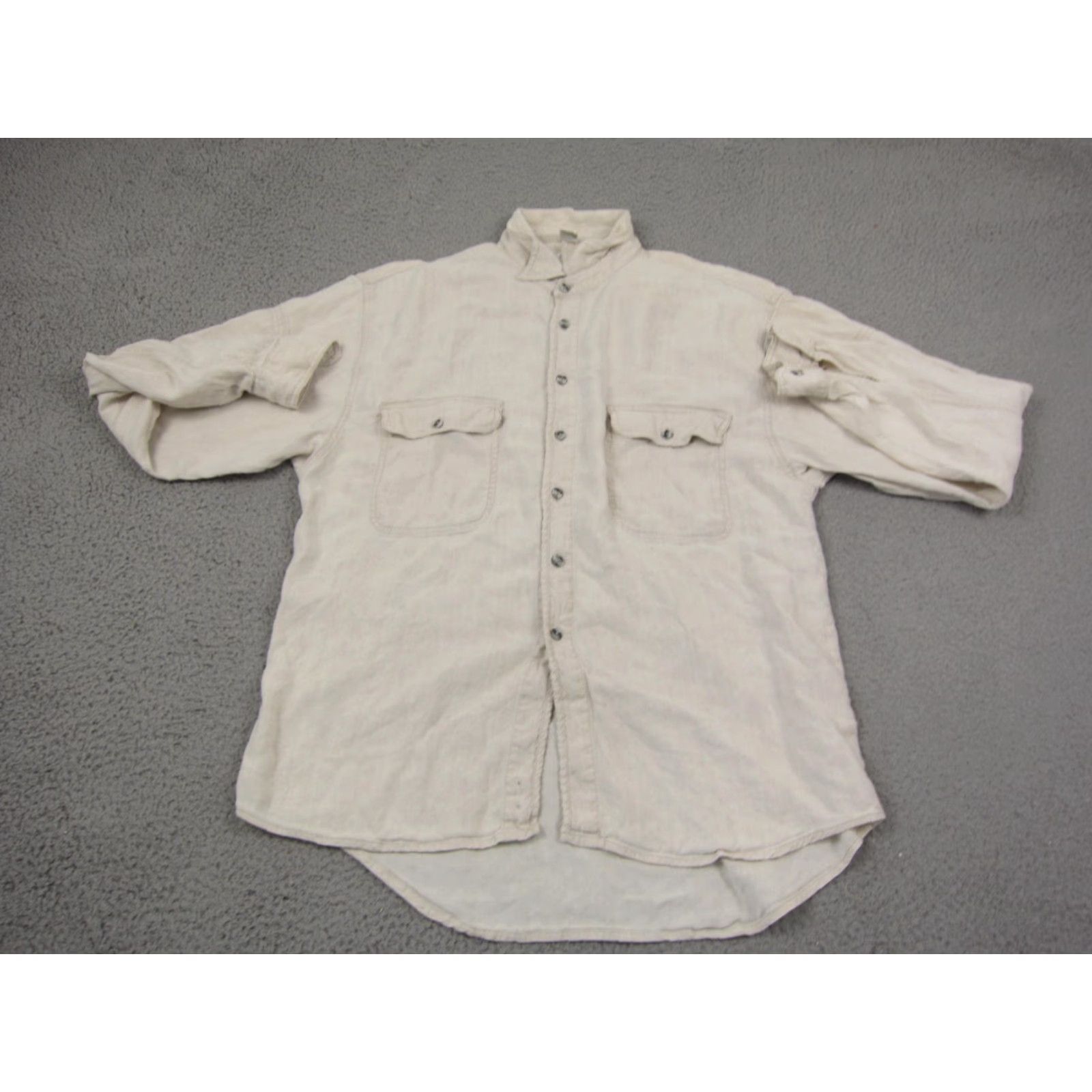 The Territory Ahead VINTAGE Territory Ahead Shirt Mens XL Beige Linen Cotton Button-Up Long Sleeve Collared 90s Western Casual All Seasons Size US XL / EU 56 / 4 - 2 Thumbnail